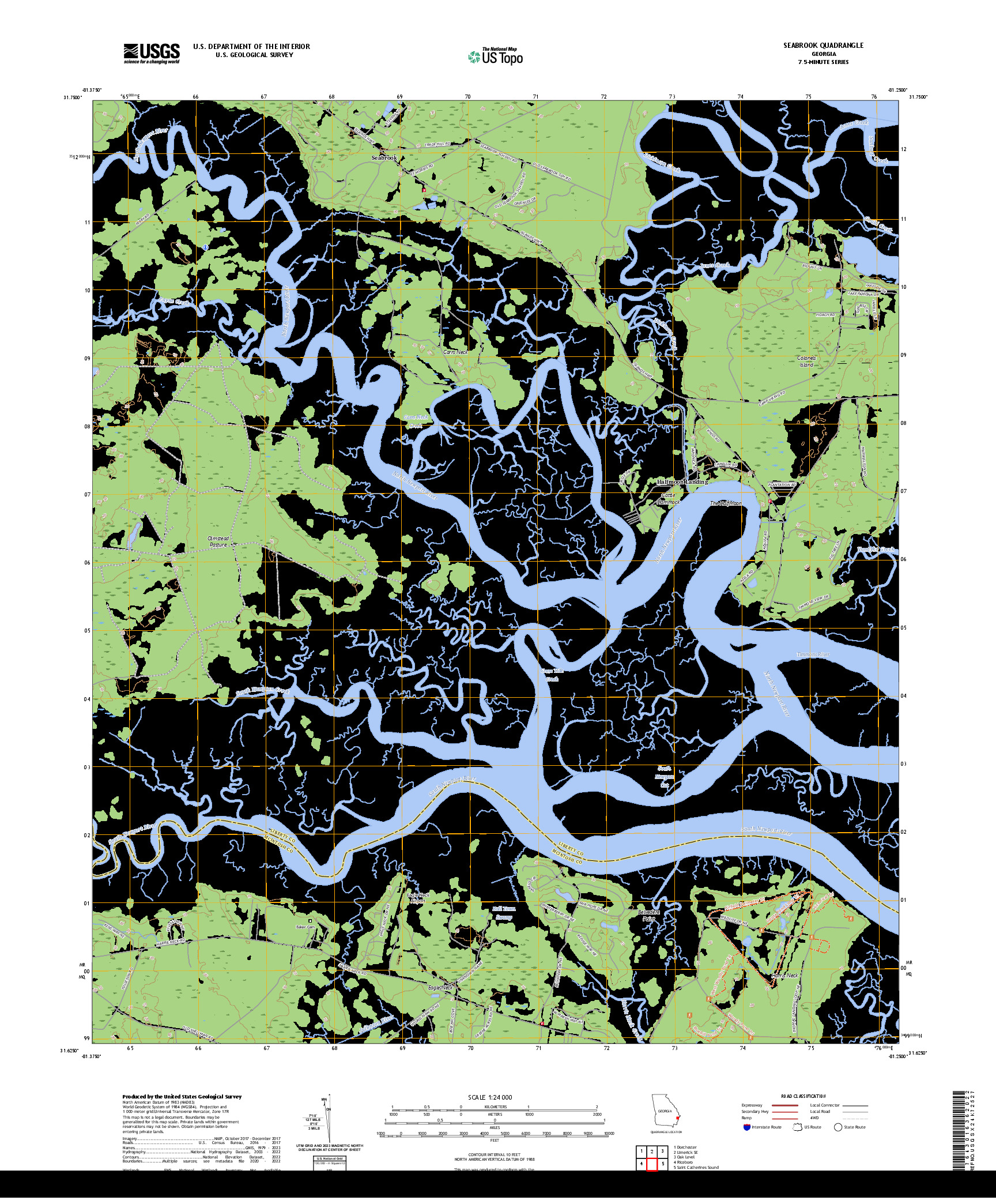 US TOPO 7.5-MINUTE MAP FOR SEABROOK, GA