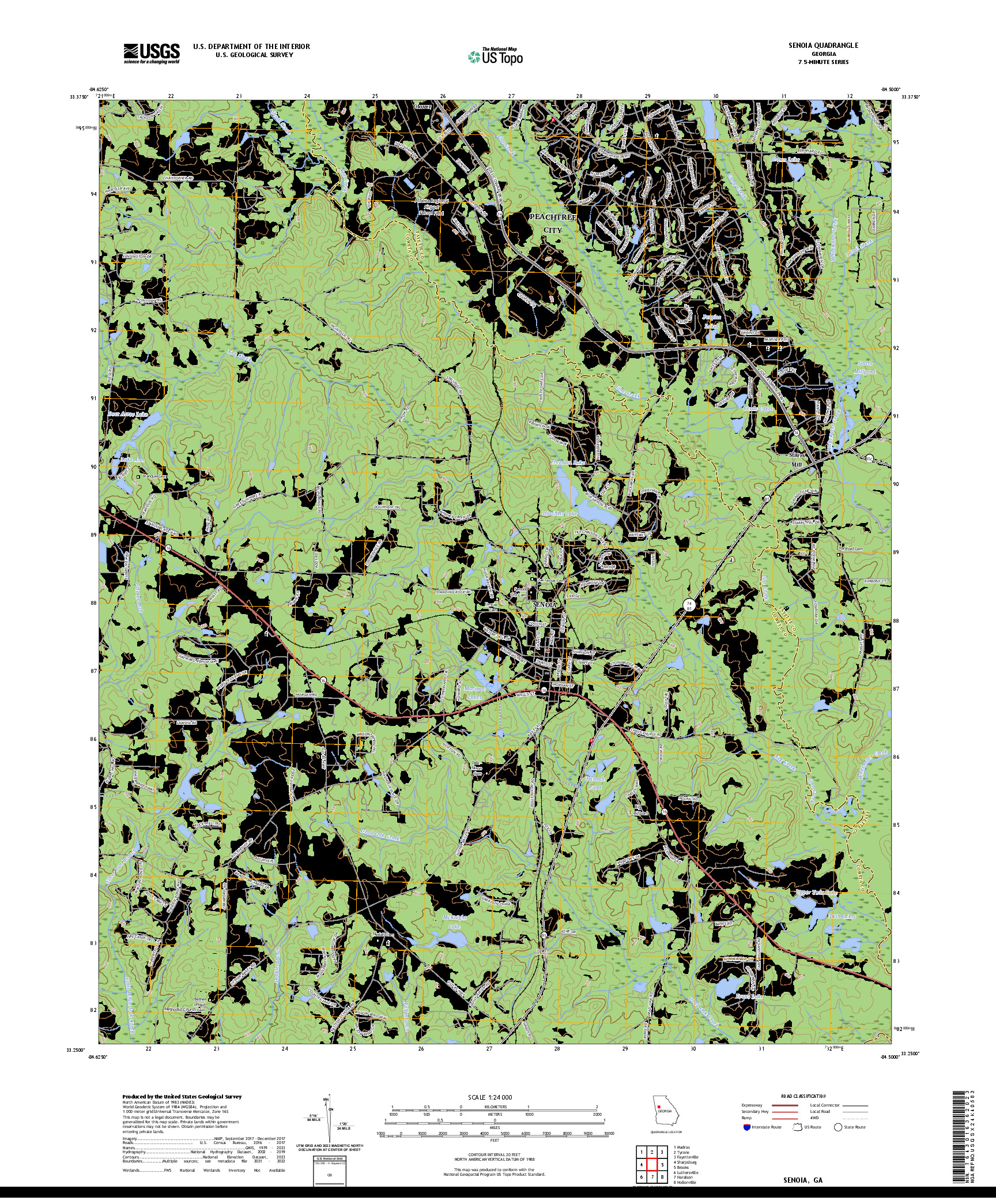 US TOPO 7.5-MINUTE MAP FOR SENOIA, GA