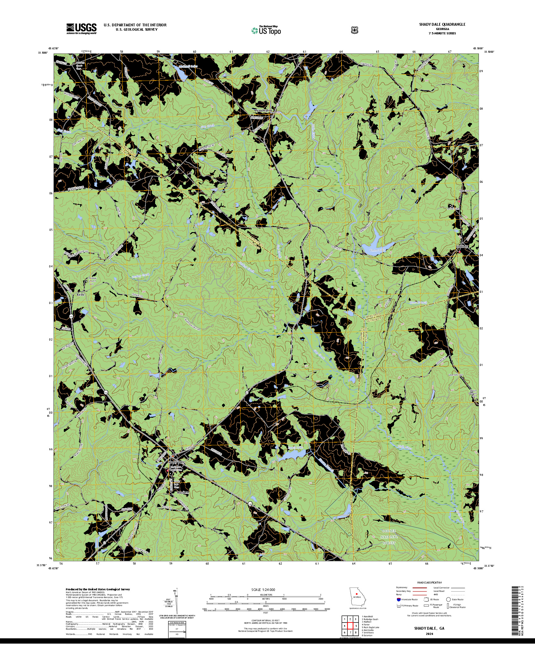 US TOPO 7.5-MINUTE MAP FOR SHADY DALE, GA