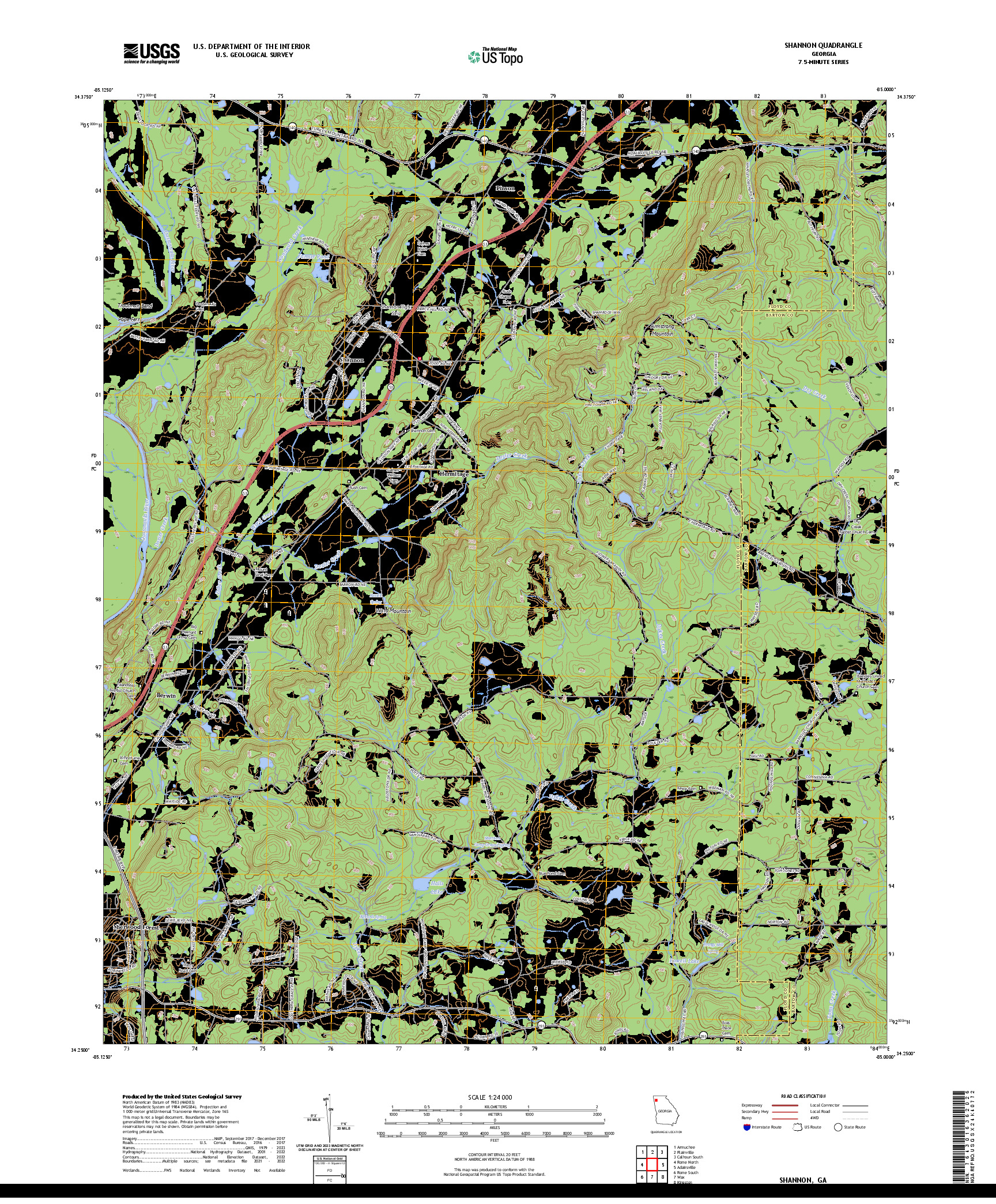 US TOPO 7.5-MINUTE MAP FOR SHANNON, GA