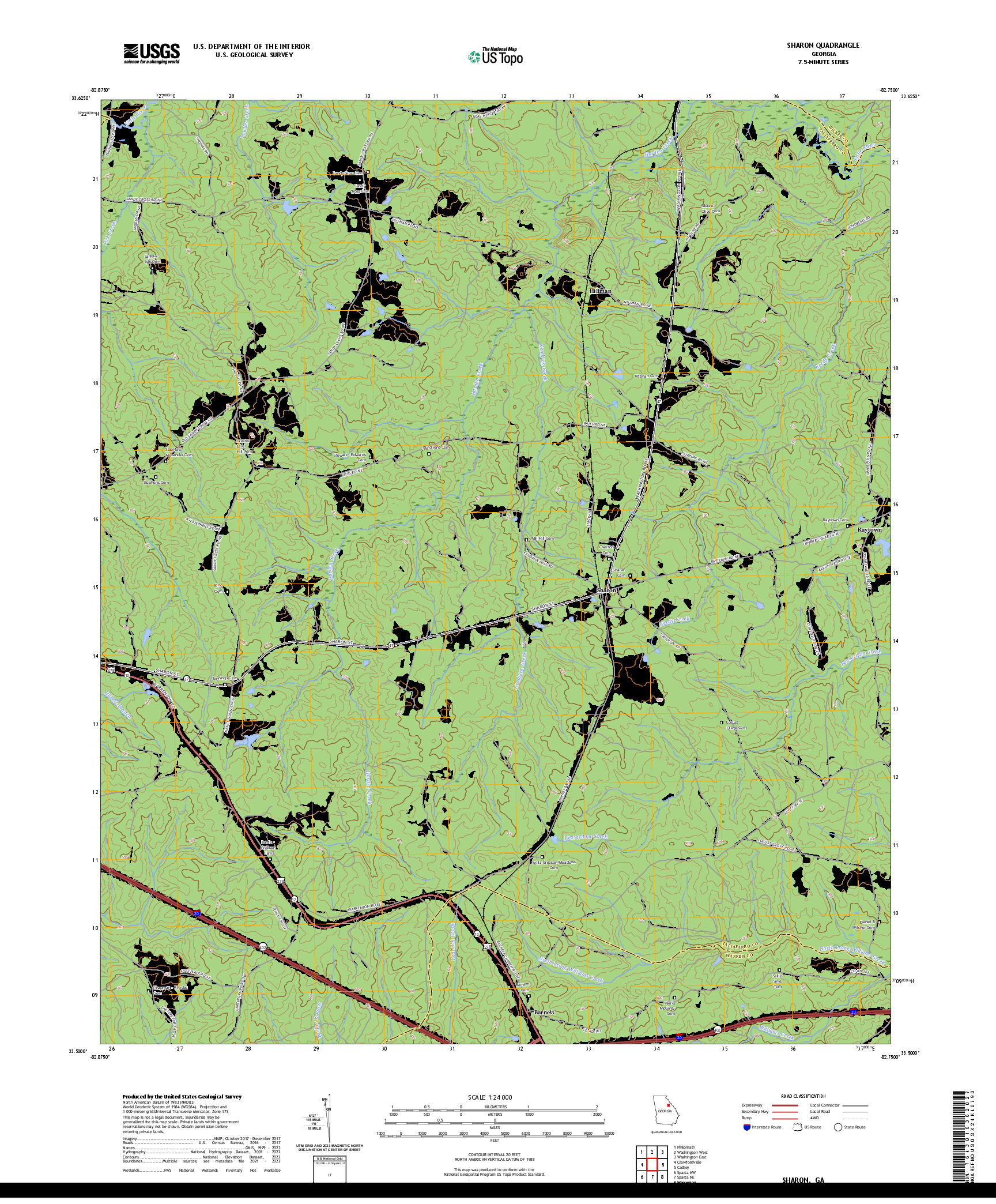 US TOPO 7.5-MINUTE MAP FOR SHARON, GA