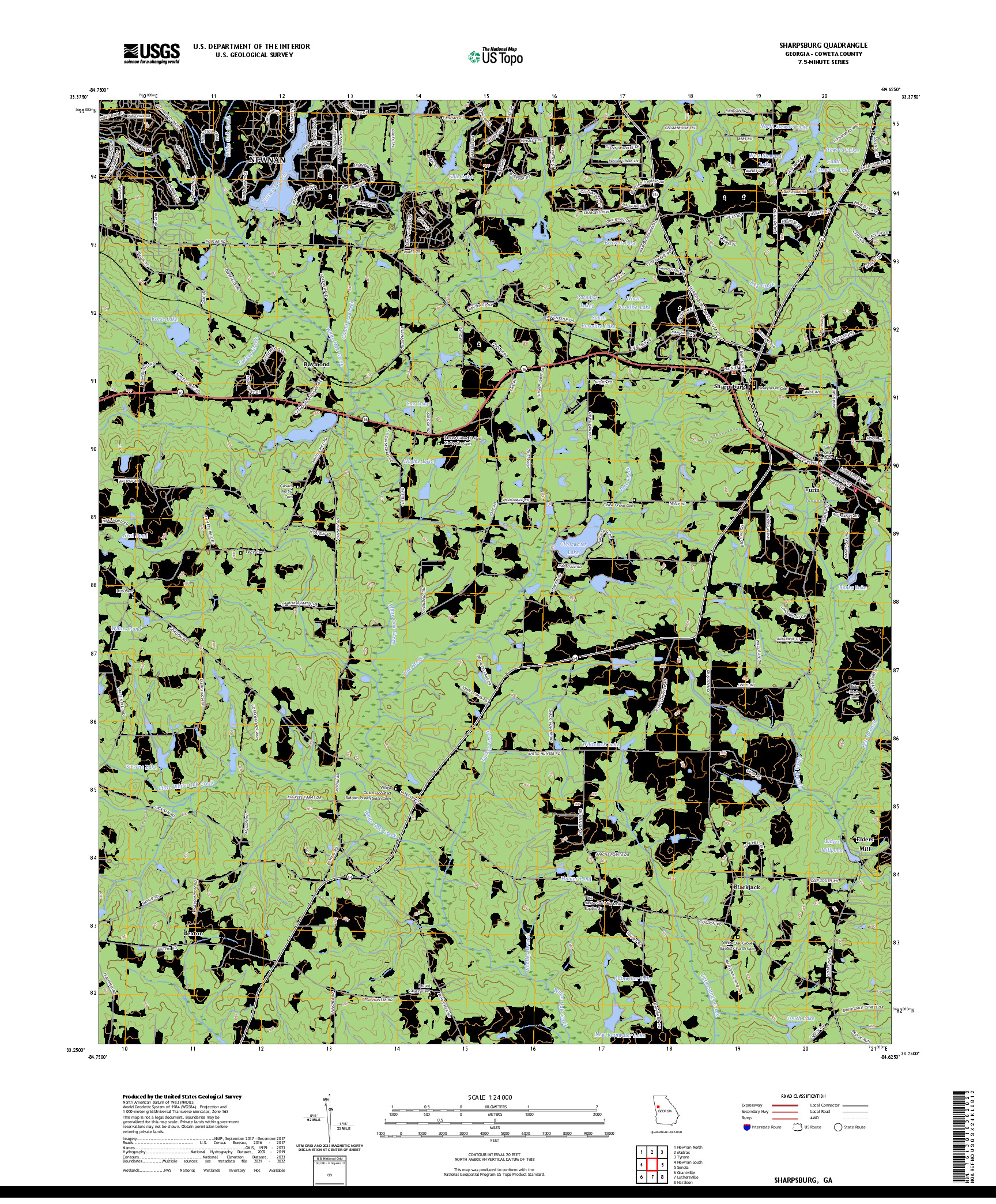 US TOPO 7.5-MINUTE MAP FOR SHARPSBURG, GA