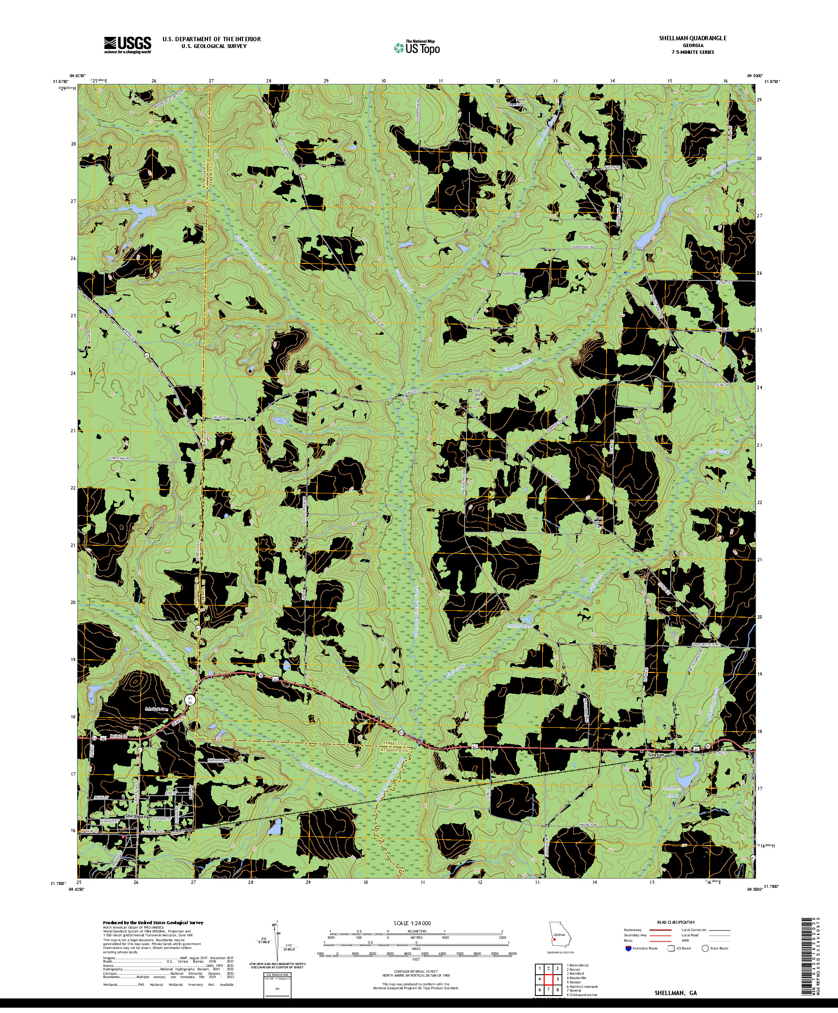 US TOPO 7.5-MINUTE MAP FOR SHELLMAN, GA
