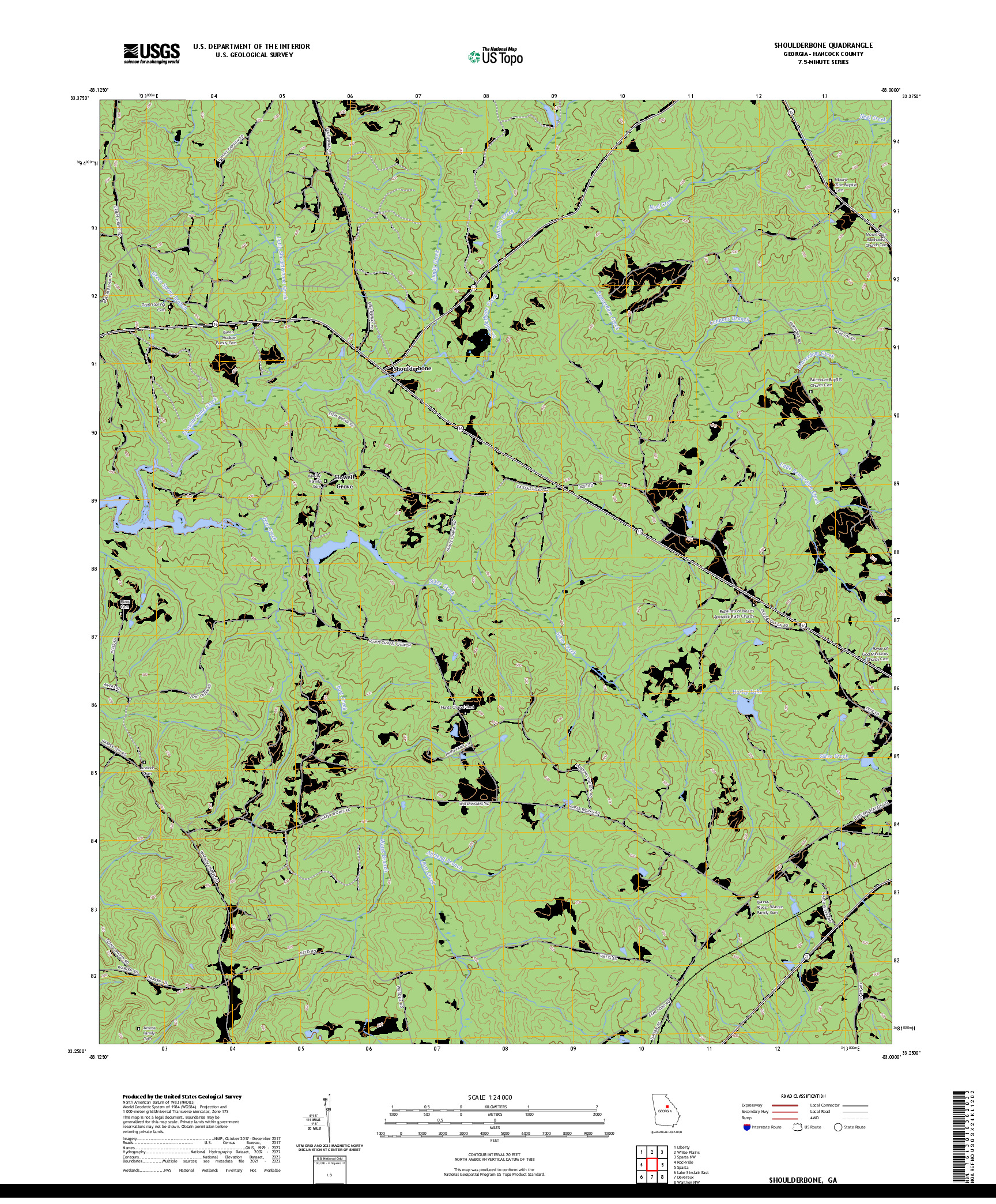 US TOPO 7.5-MINUTE MAP FOR SHOULDERBONE, GA