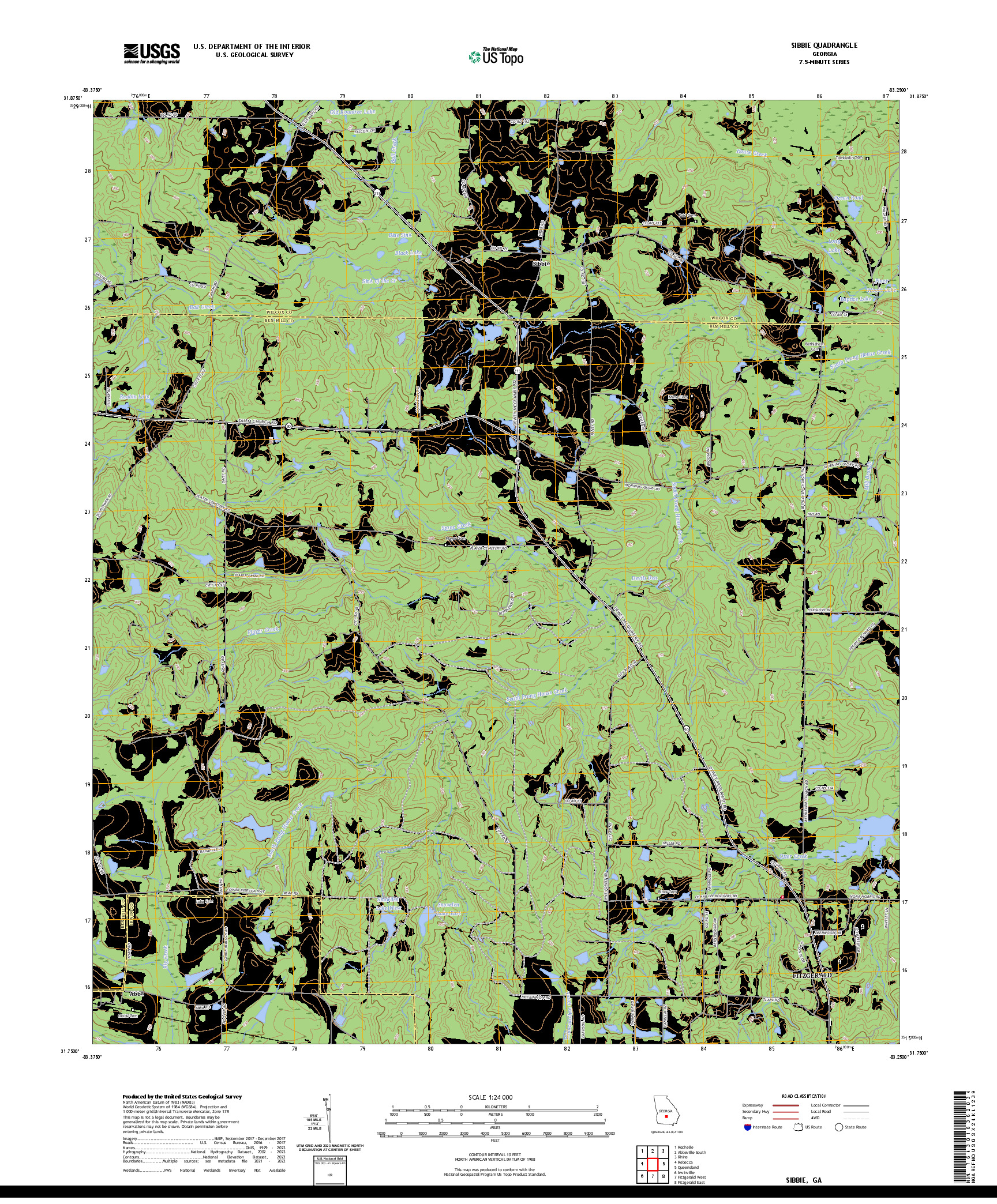 US TOPO 7.5-MINUTE MAP FOR SIBBIE, GA