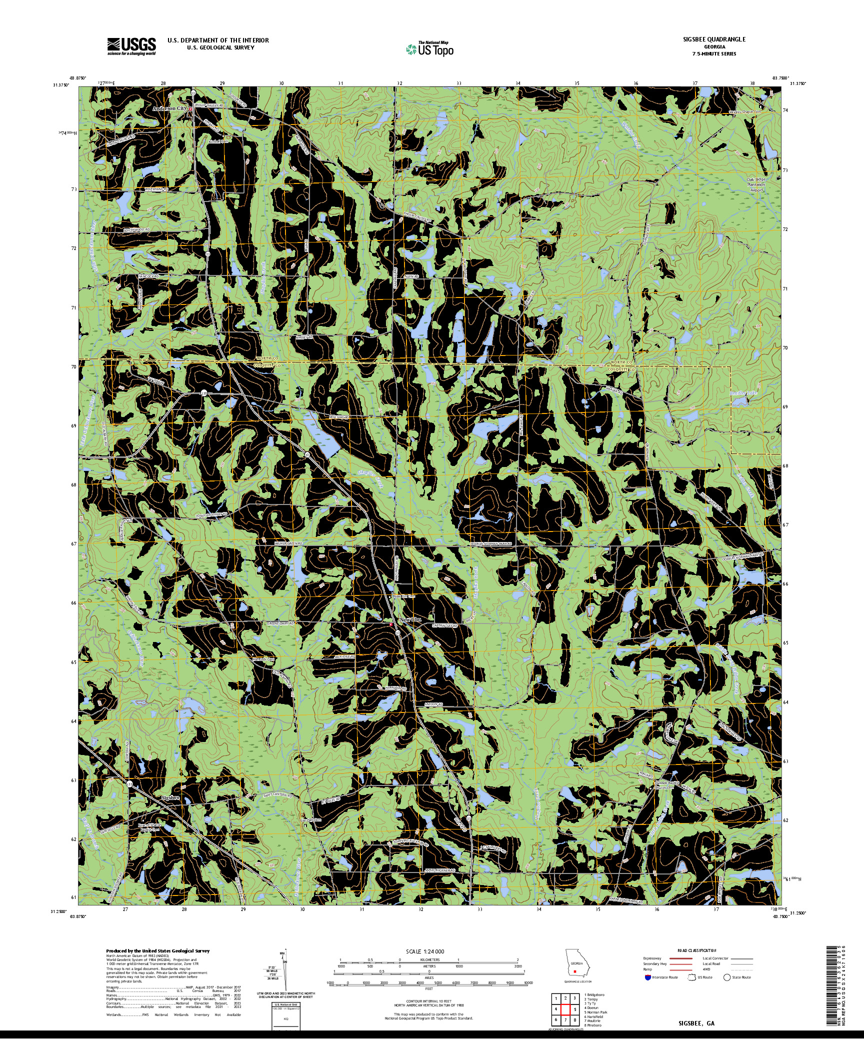 US TOPO 7.5-MINUTE MAP FOR SIGSBEE, GA