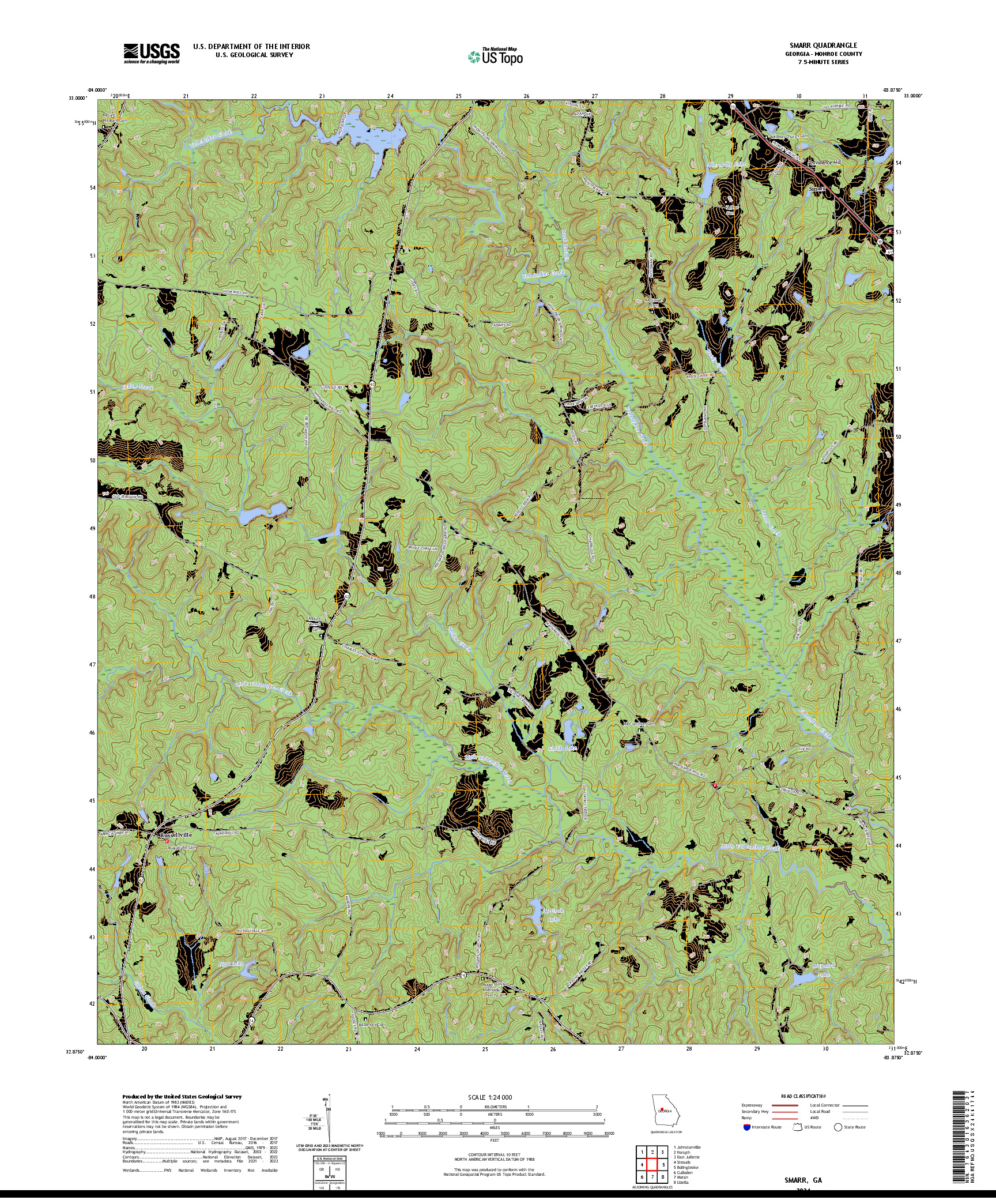 US TOPO 7.5-MINUTE MAP FOR SMARR, GA