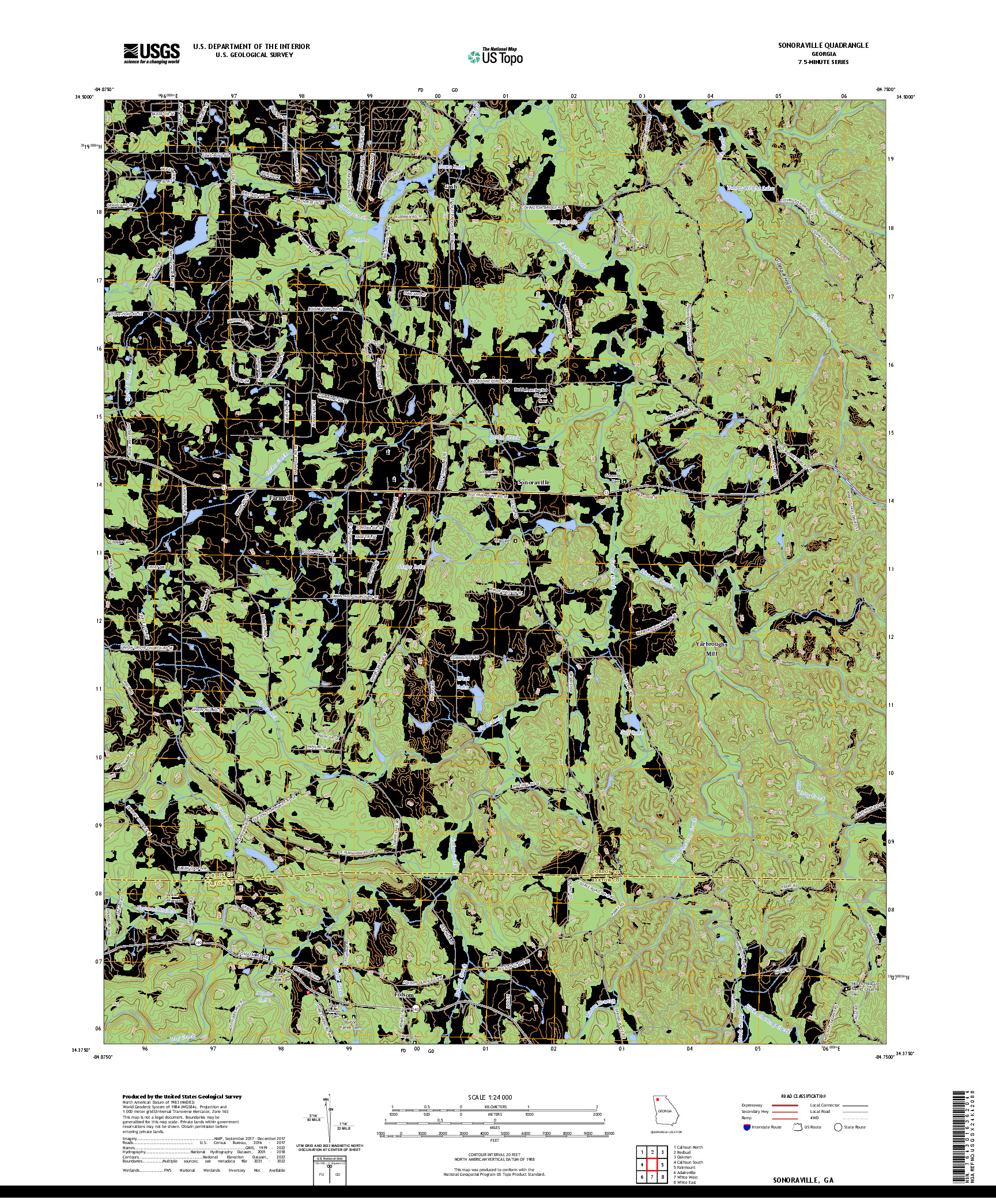 US TOPO 7.5-MINUTE MAP FOR SONORAVILLE, GA