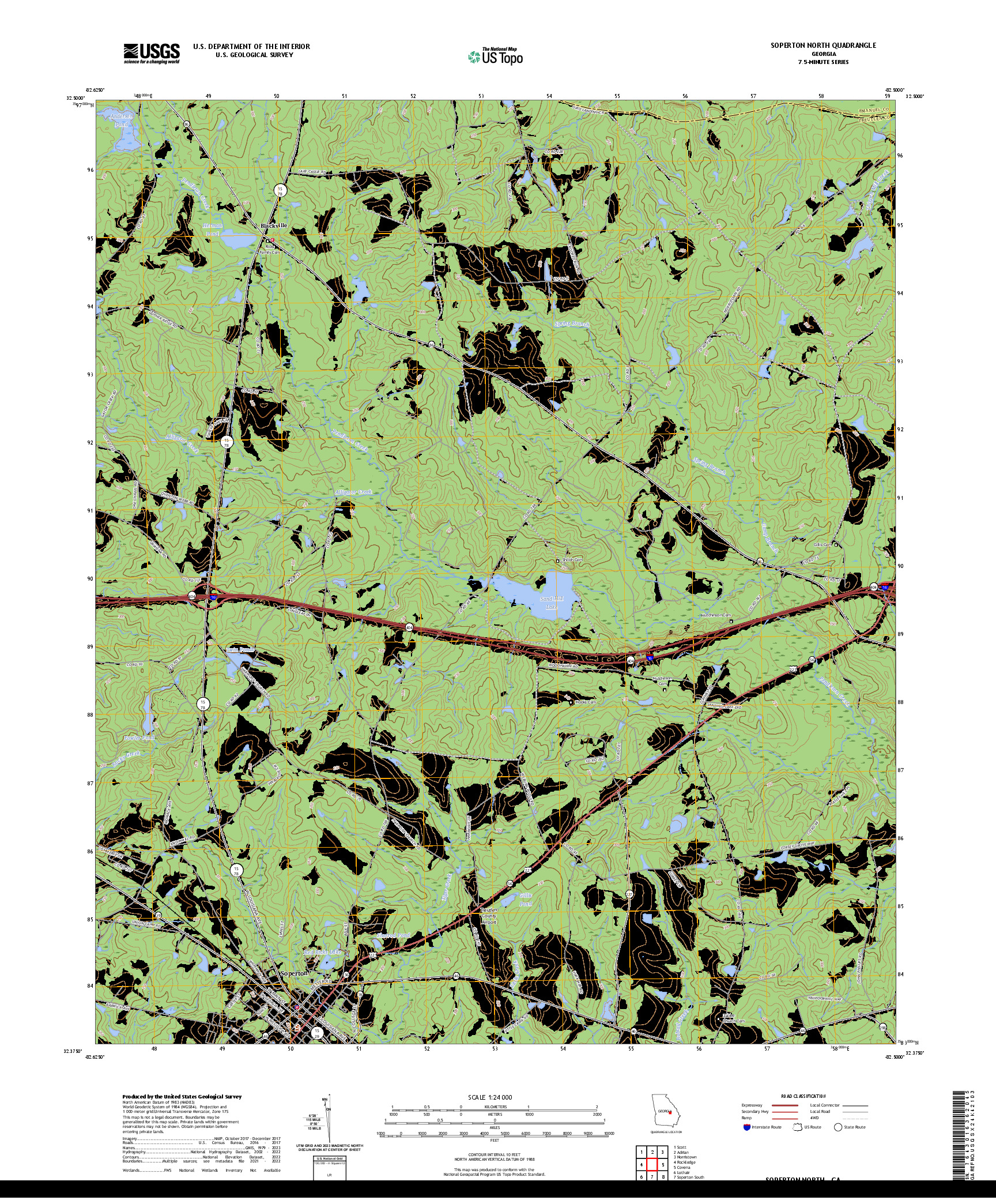 US TOPO 7.5-MINUTE MAP FOR SOPERTON NORTH, GA