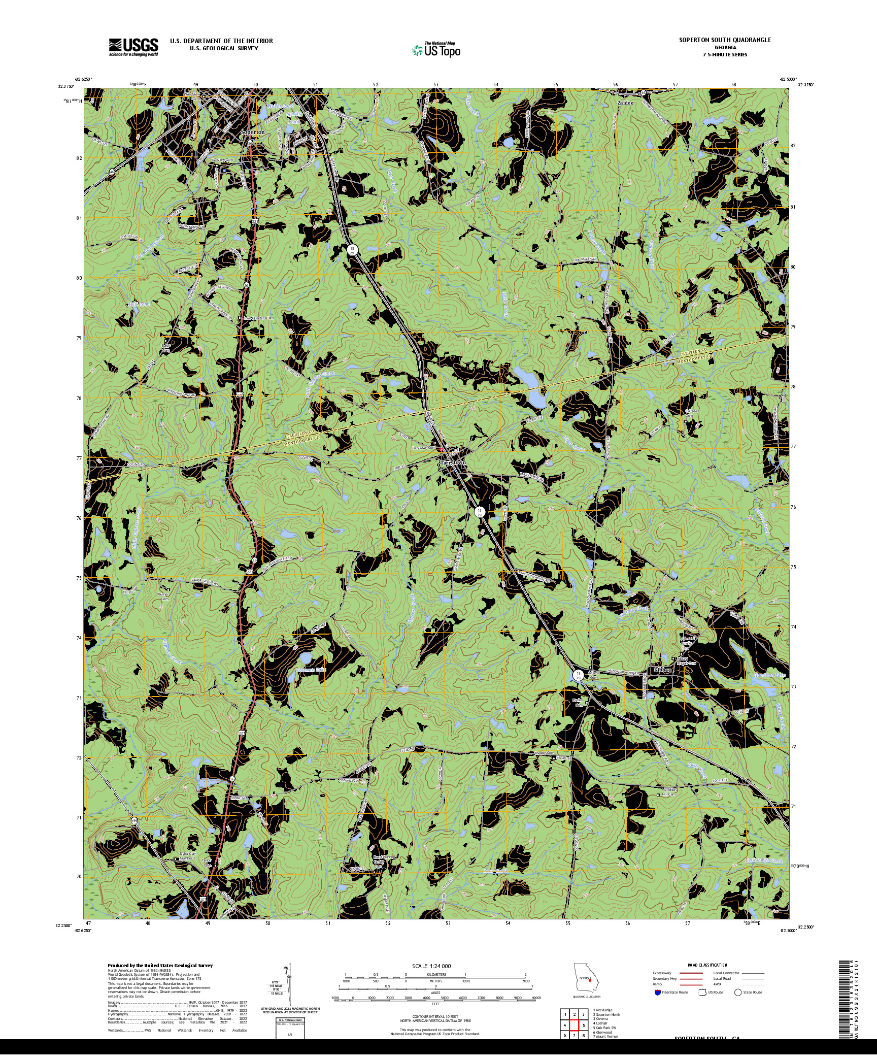 US TOPO 7.5-MINUTE MAP FOR SOPERTON SOUTH, GA