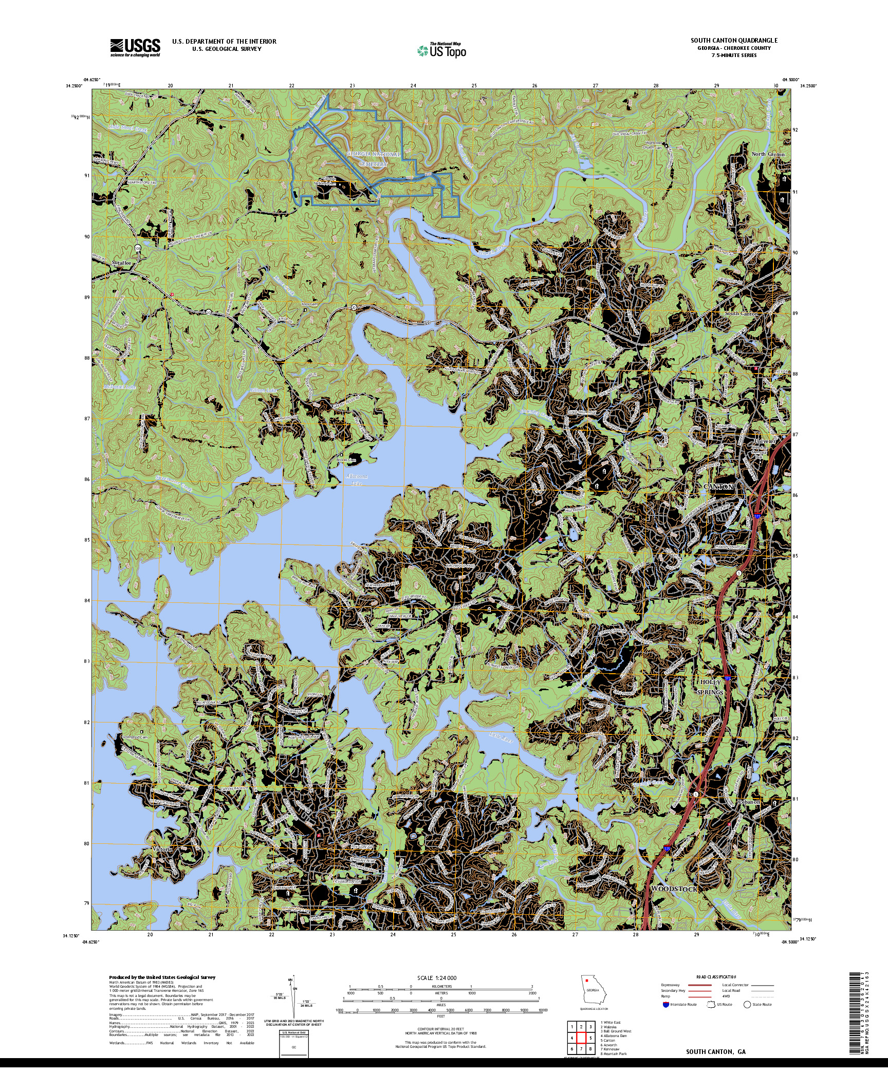 US TOPO 7.5-MINUTE MAP FOR SOUTH CANTON, GA