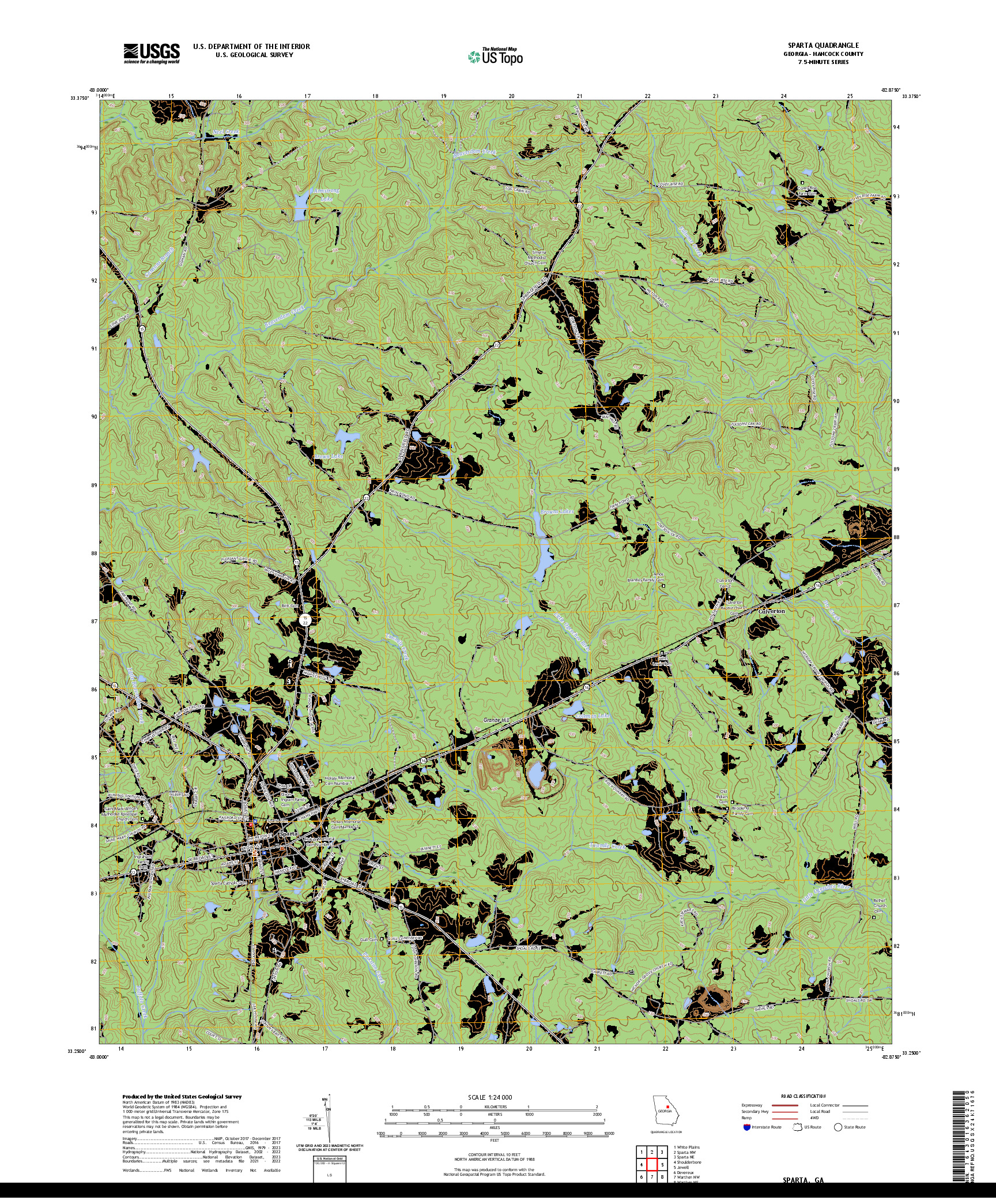 US TOPO 7.5-MINUTE MAP FOR SPARTA, GA