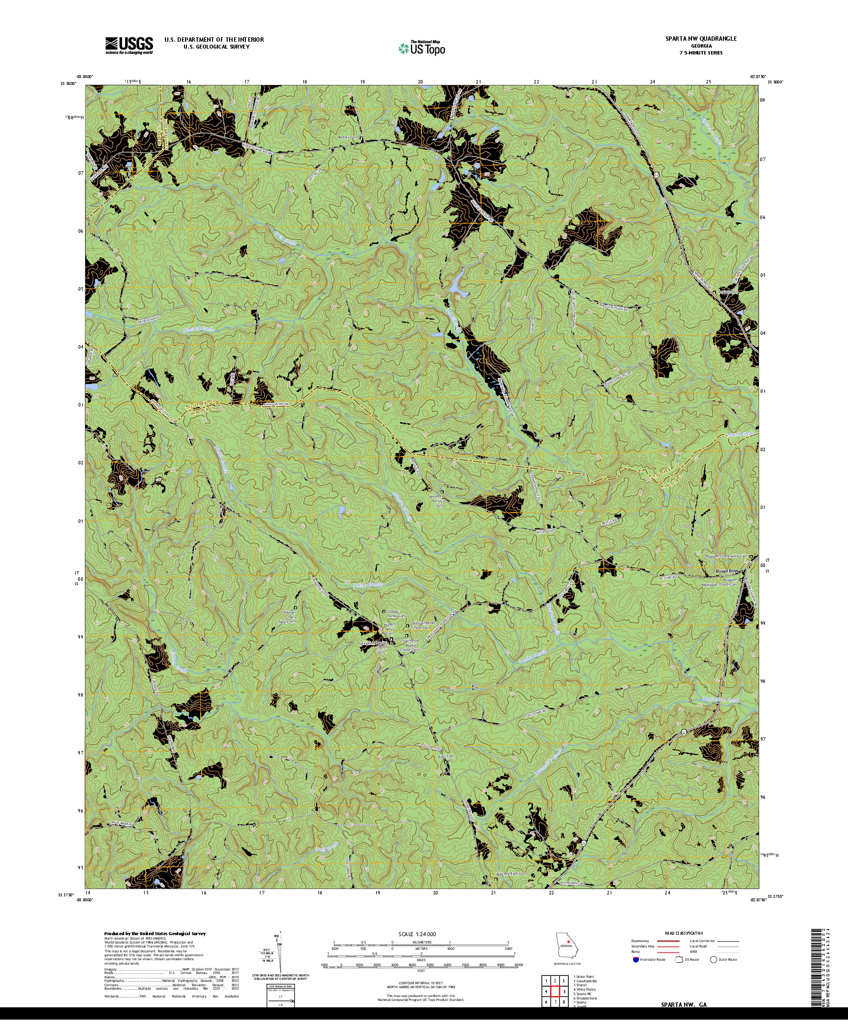 US TOPO 7.5-MINUTE MAP FOR SPARTA NW, GA