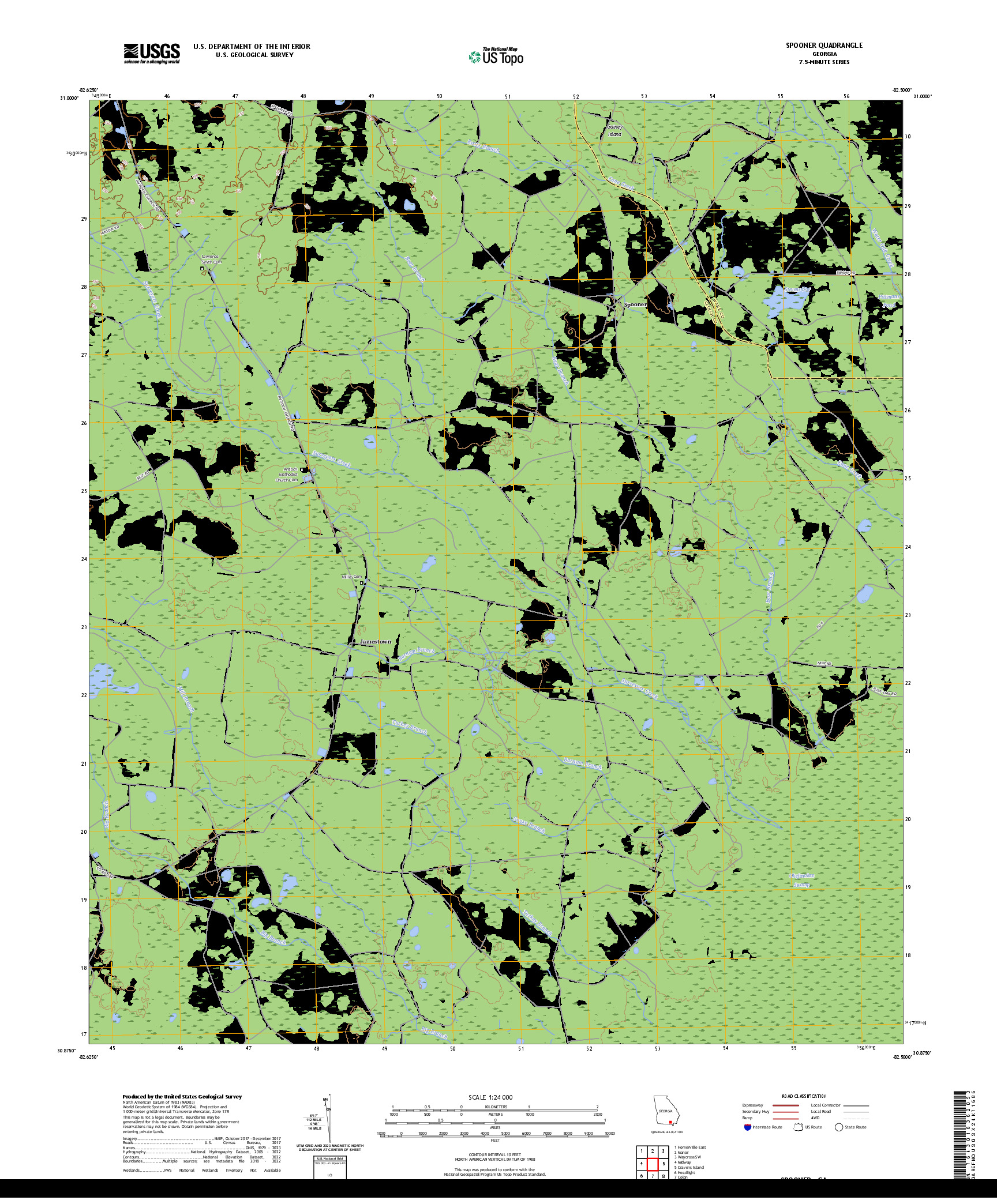 US TOPO 7.5-MINUTE MAP FOR SPOONER, GA