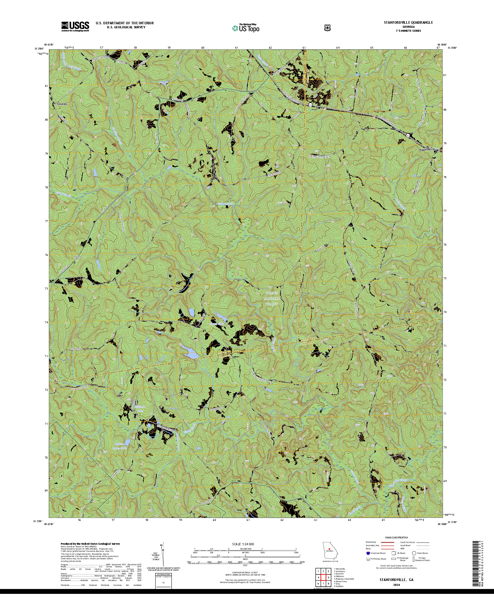 US TOPO 7.5-MINUTE MAP FOR STANFORDVILLE, GA