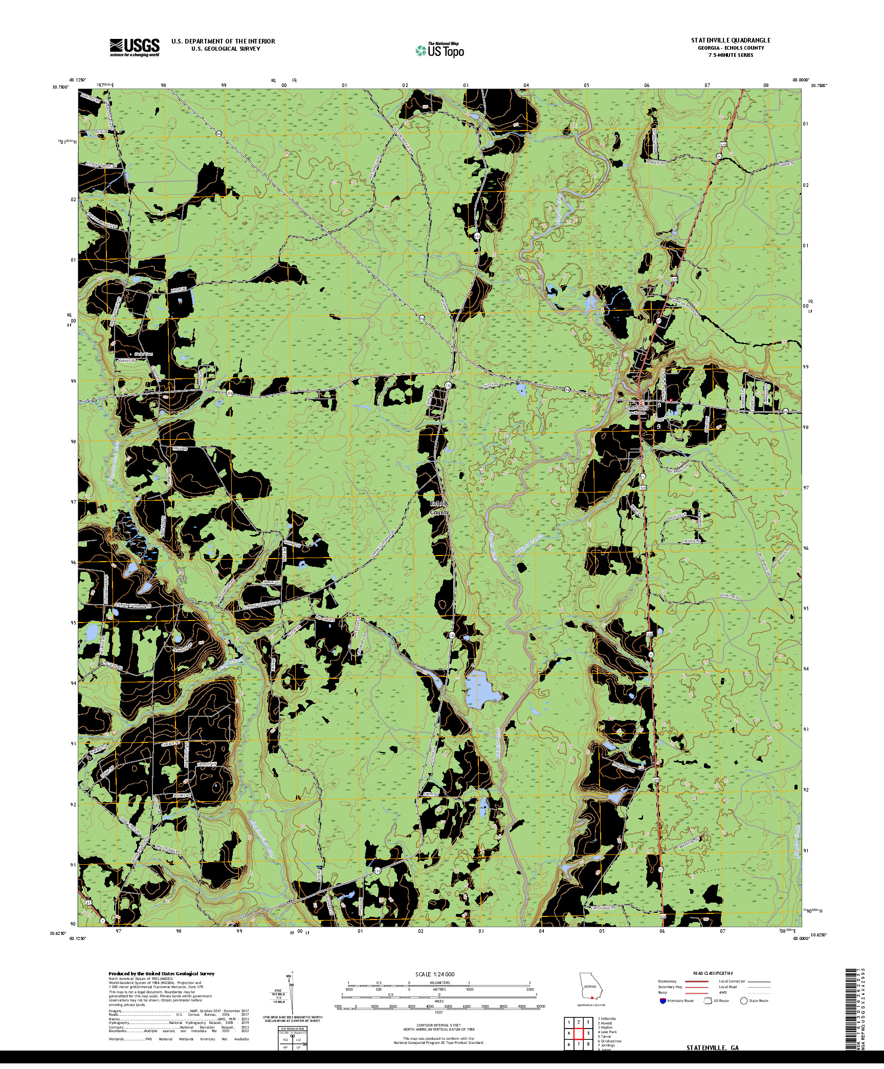 US TOPO 7.5-MINUTE MAP FOR STATENVILLE, GA