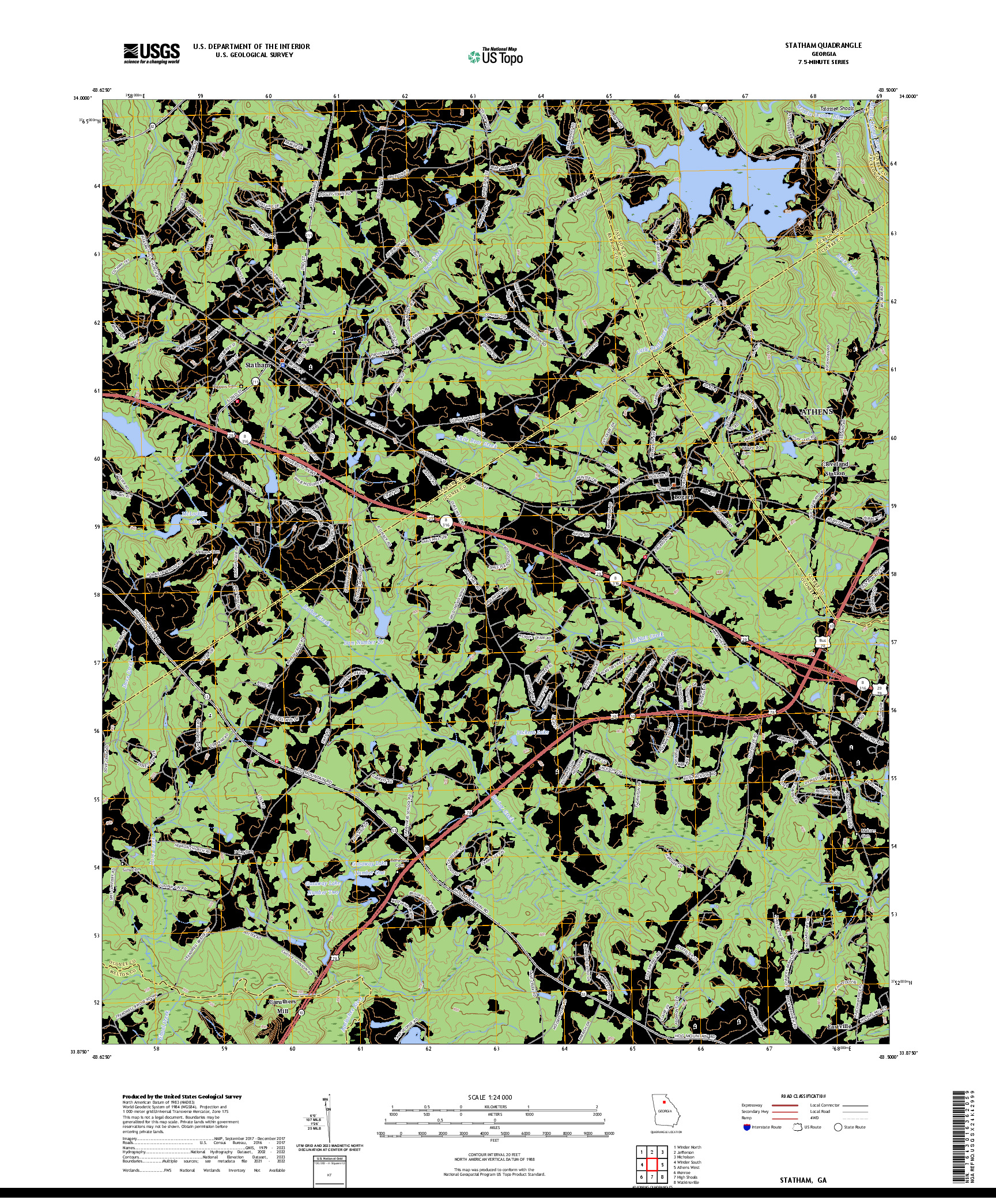US TOPO 7.5-MINUTE MAP FOR STATHAM, GA