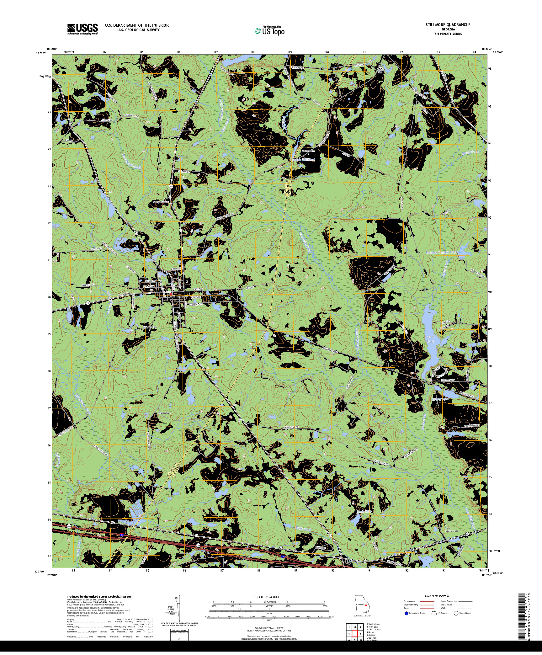 US TOPO 7.5-MINUTE MAP FOR STILLMORE, GA