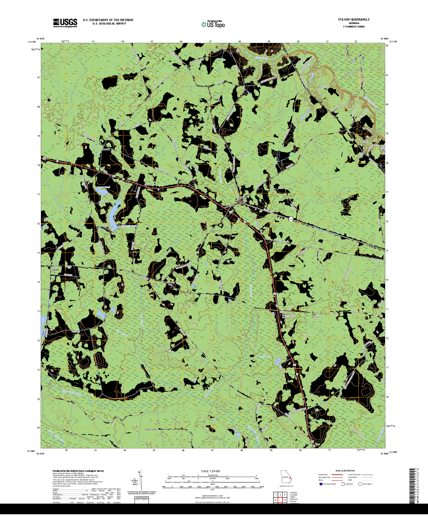 US TOPO 7.5-MINUTE MAP FOR STILSON, GA