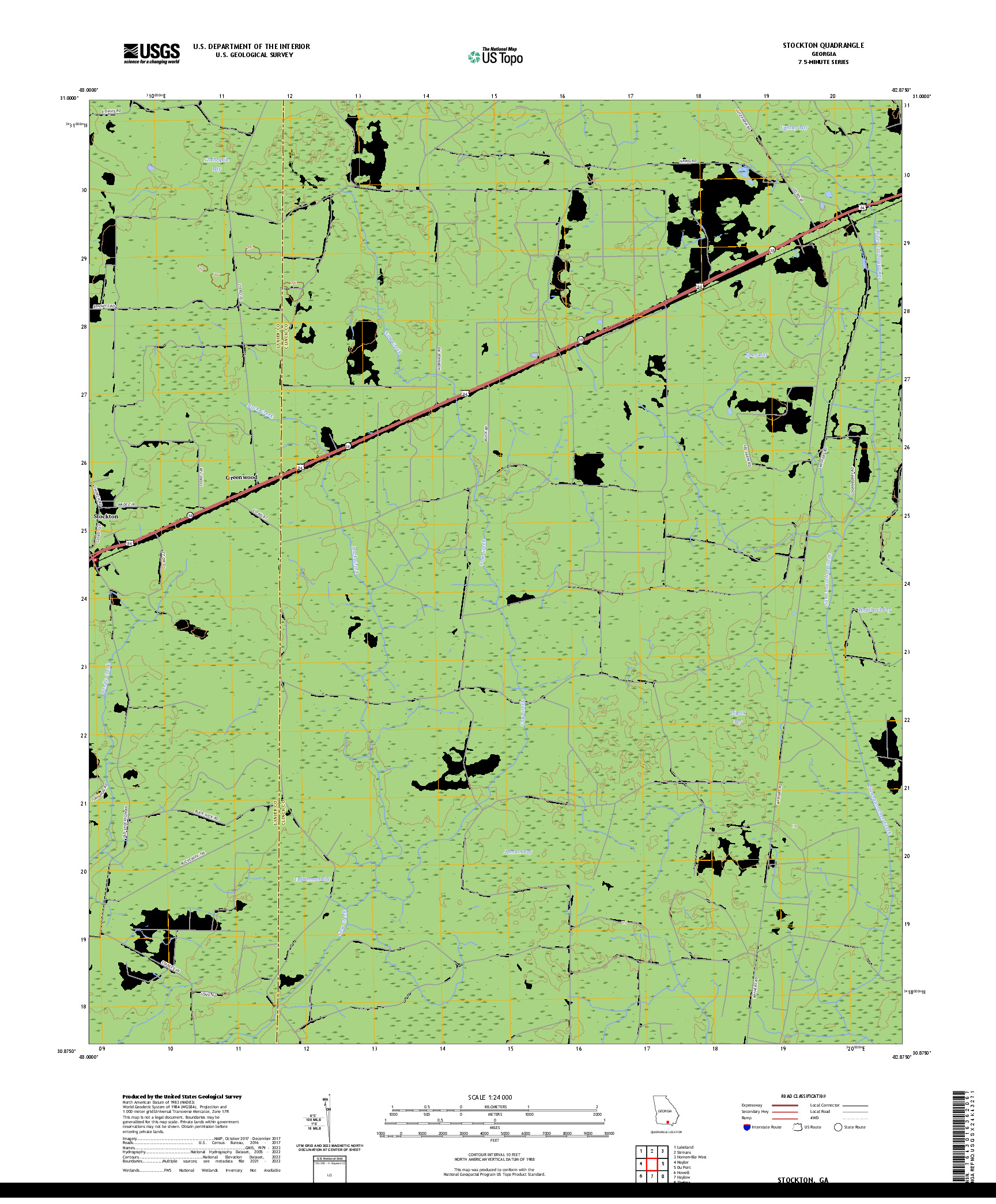 US TOPO 7.5-MINUTE MAP FOR STOCKTON, GA