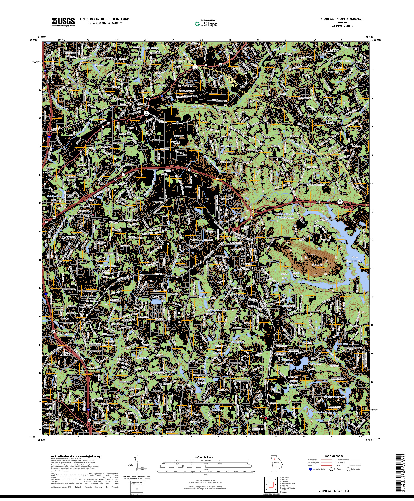 US TOPO 7.5-MINUTE MAP FOR STONE MOUNTAIN, GA