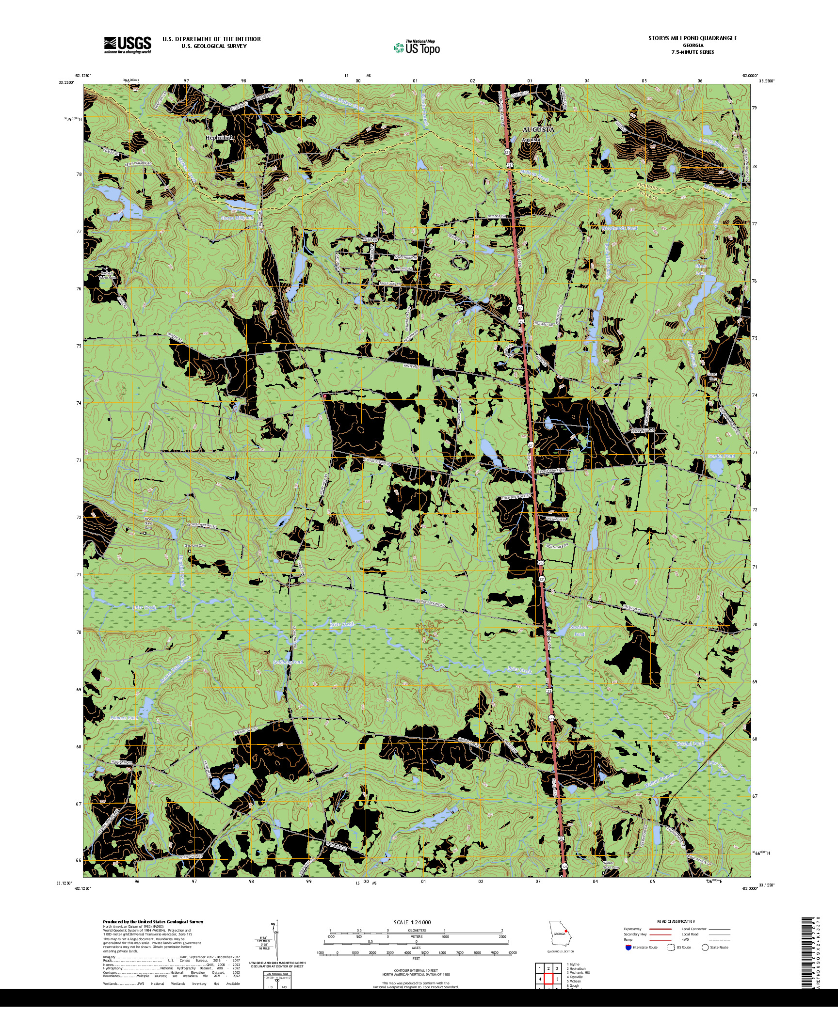 US TOPO 7.5-MINUTE MAP FOR STORYS MILLPOND, GA