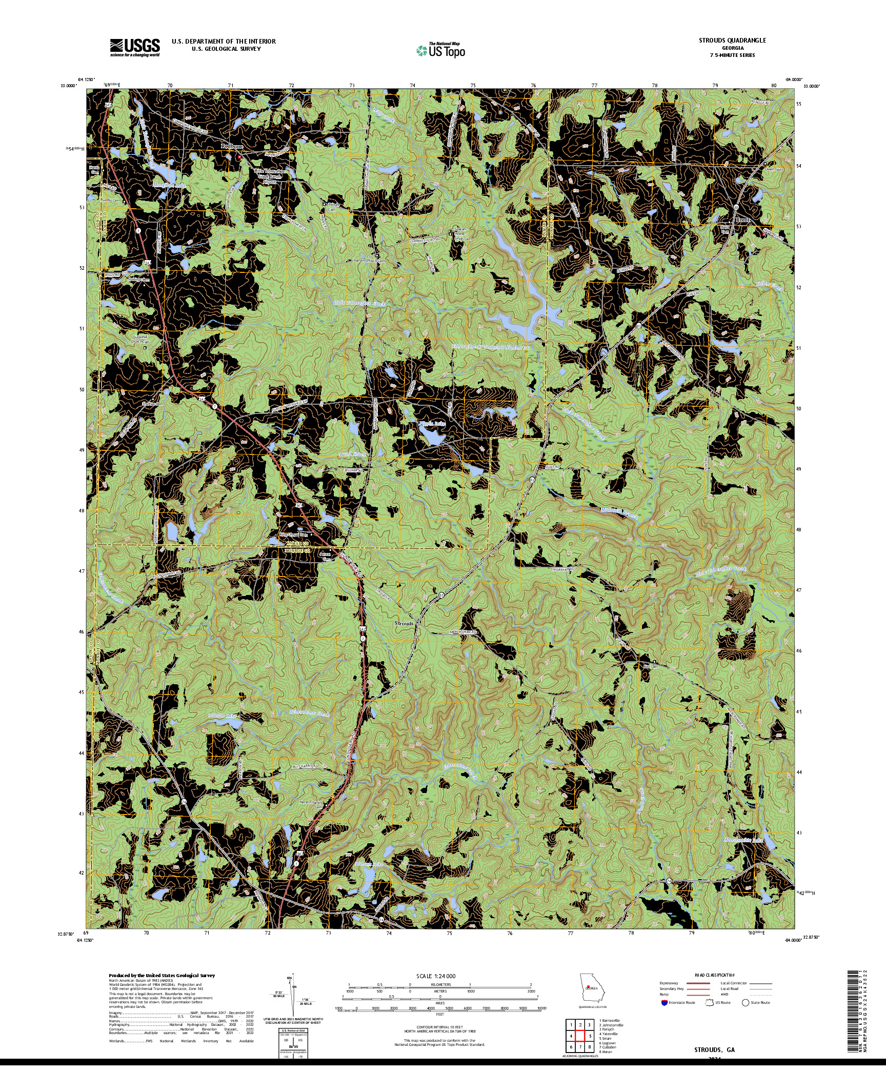 US TOPO 7.5-MINUTE MAP FOR STROUDS, GA