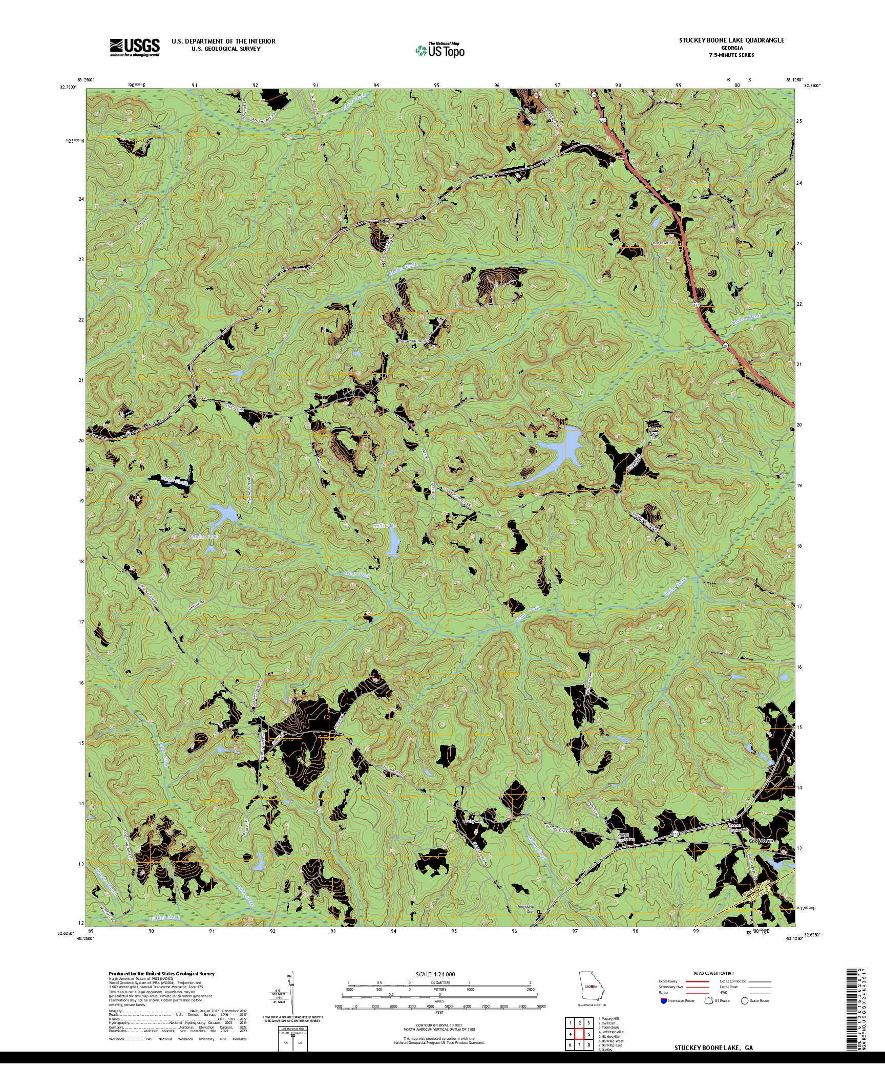 US TOPO 7.5-MINUTE MAP FOR STUCKEY BOONE LAKE, GA