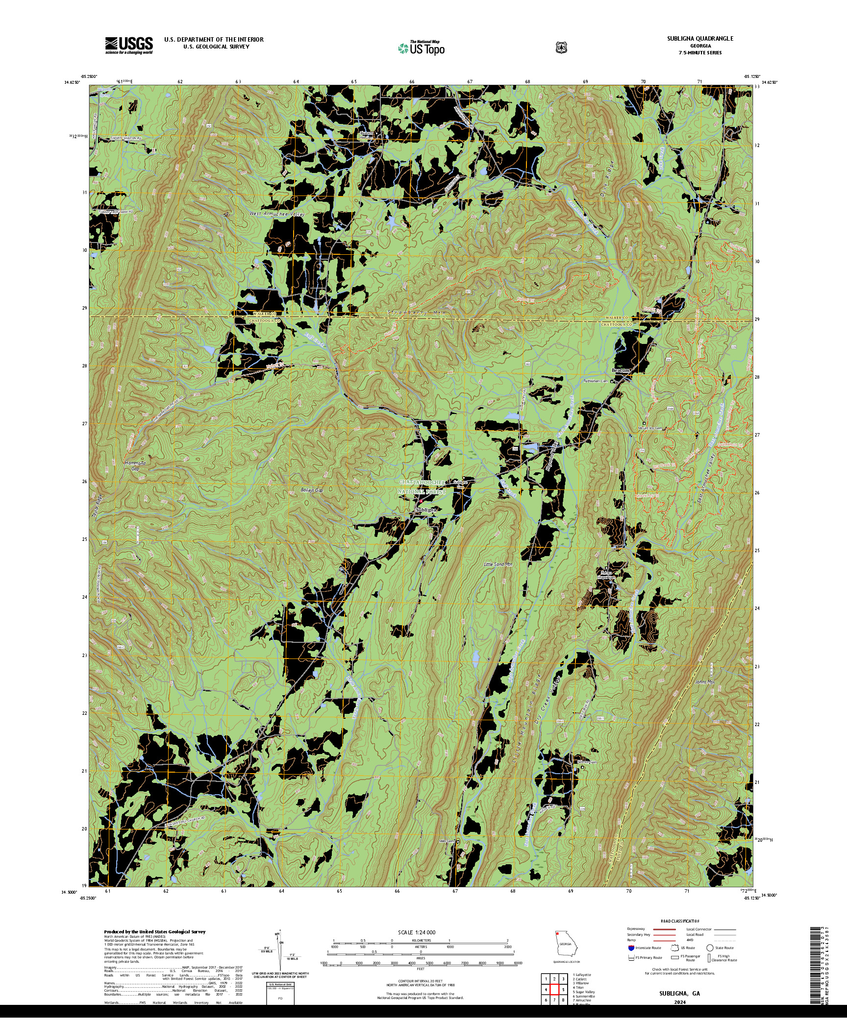 US TOPO 7.5-MINUTE MAP FOR SUBLIGNA, GA