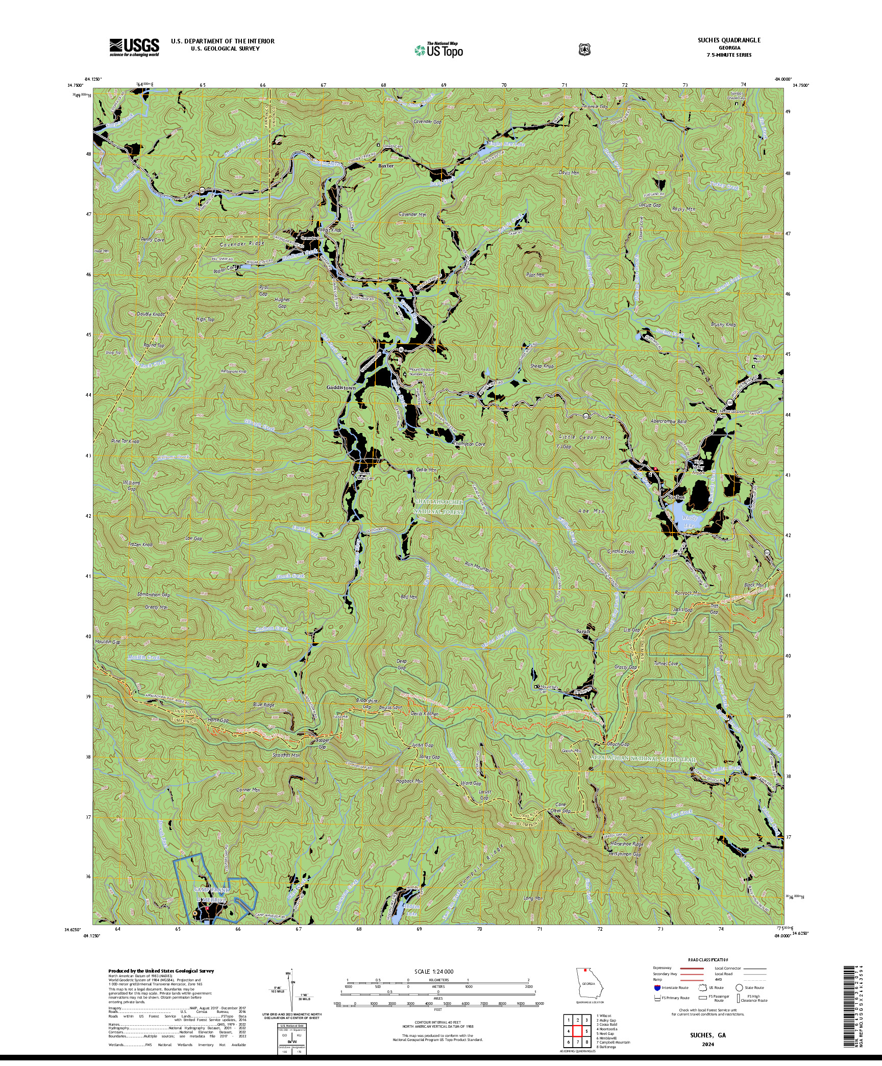 US TOPO 7.5-MINUTE MAP FOR SUCHES, GA