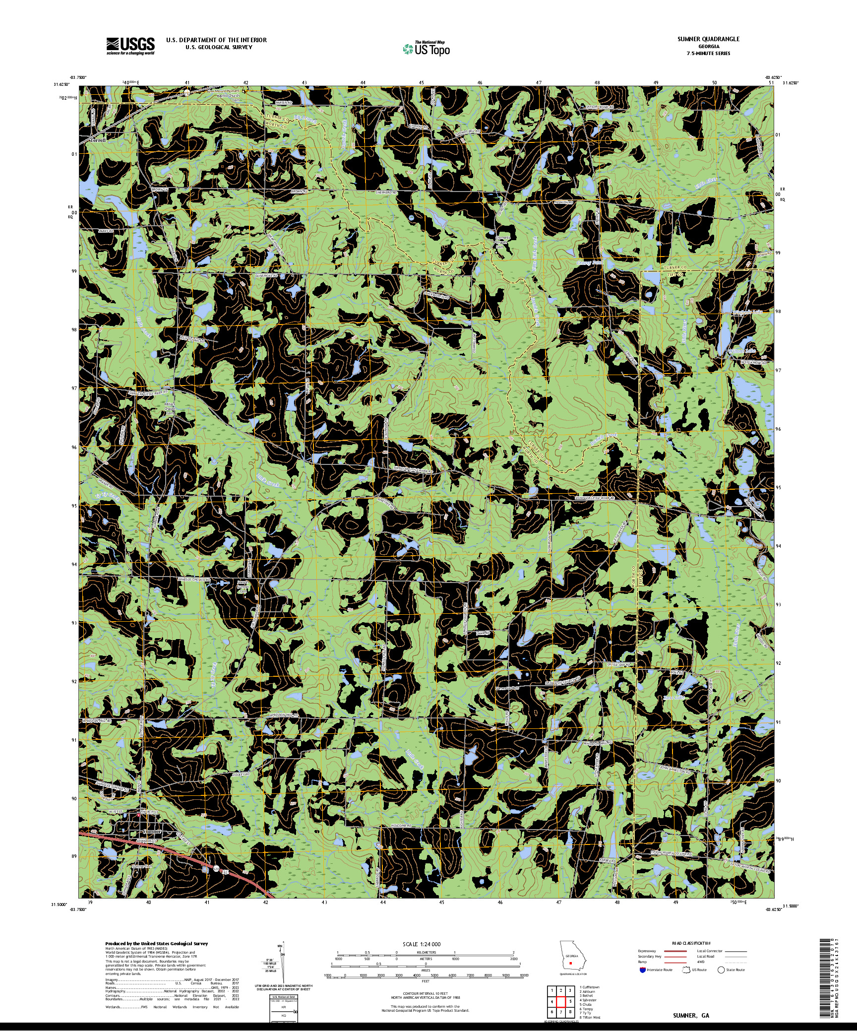 US TOPO 7.5-MINUTE MAP FOR SUMNER, GA