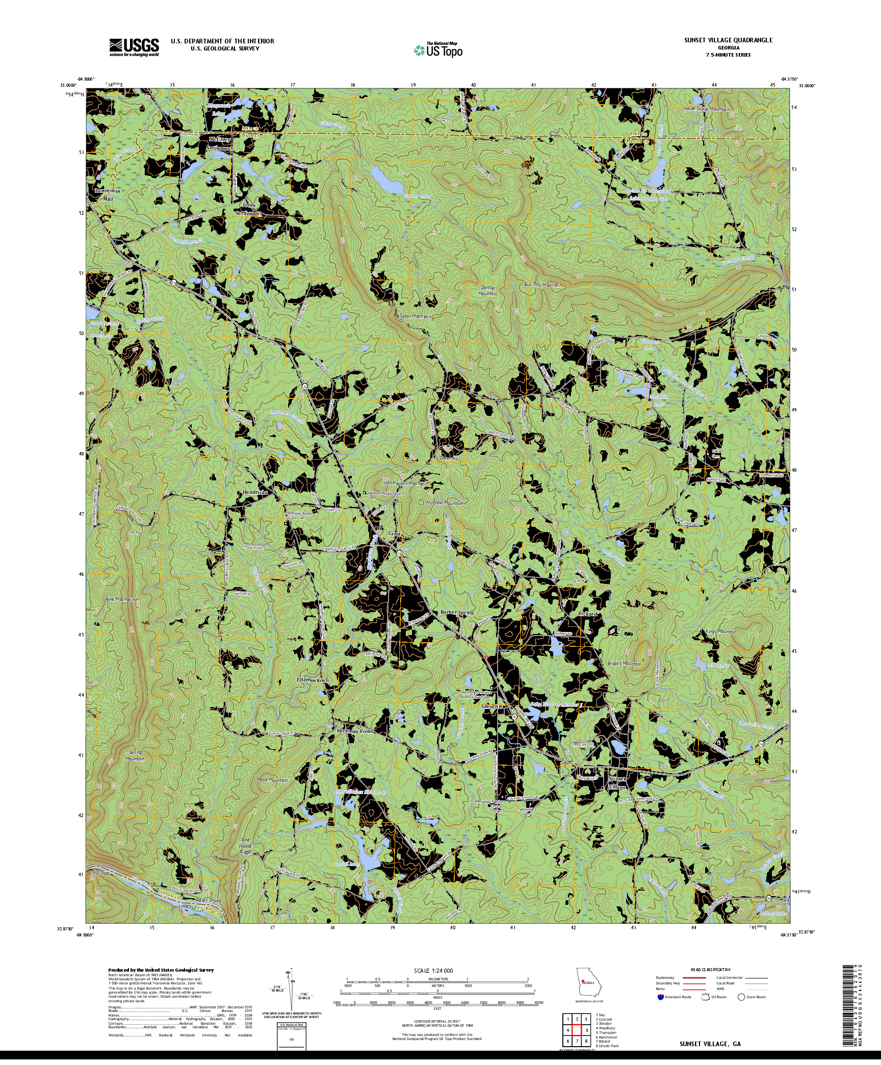 US TOPO 7.5-MINUTE MAP FOR SUNSET VILLAGE, GA