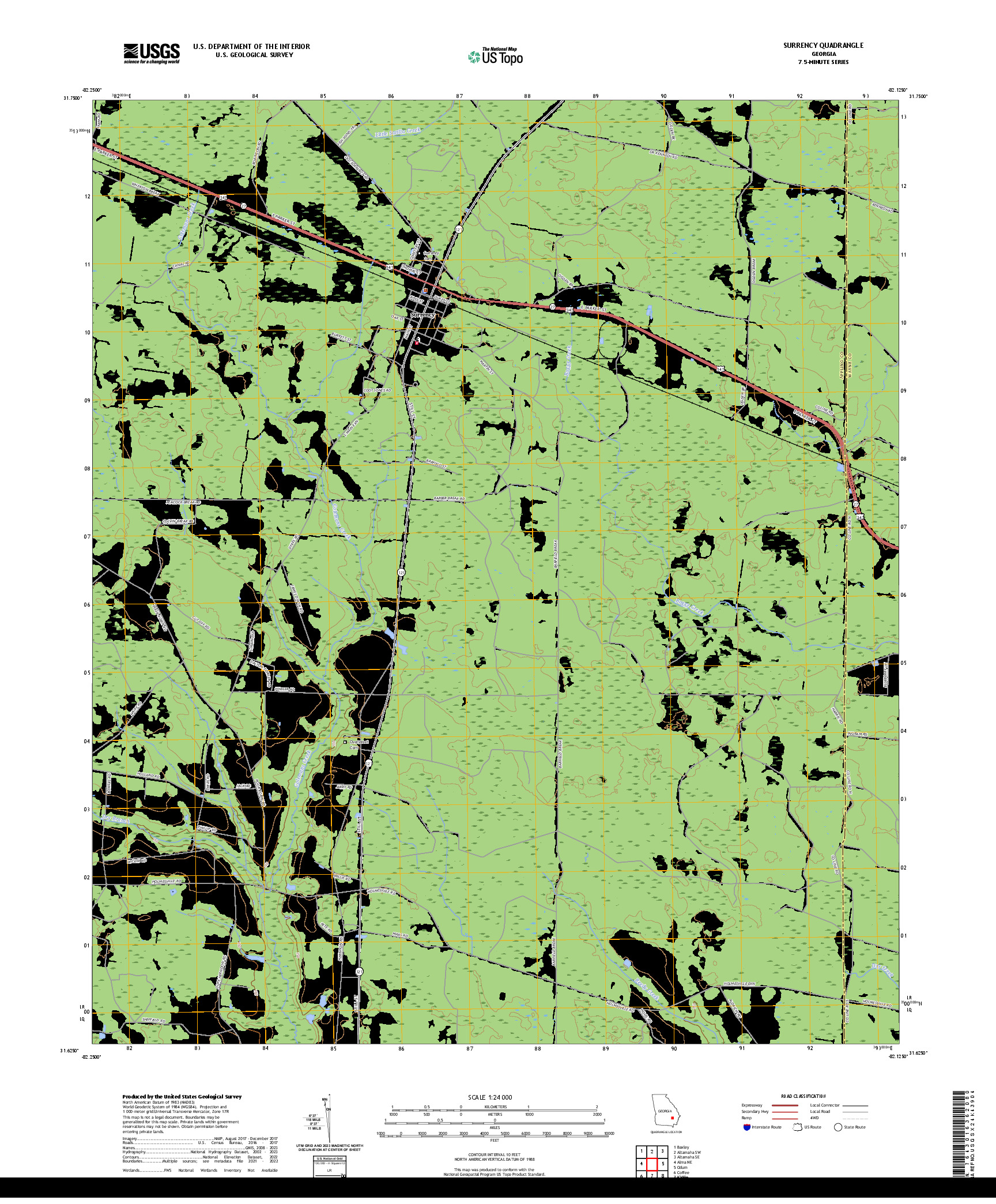 US TOPO 7.5-MINUTE MAP FOR SURRENCY, GA