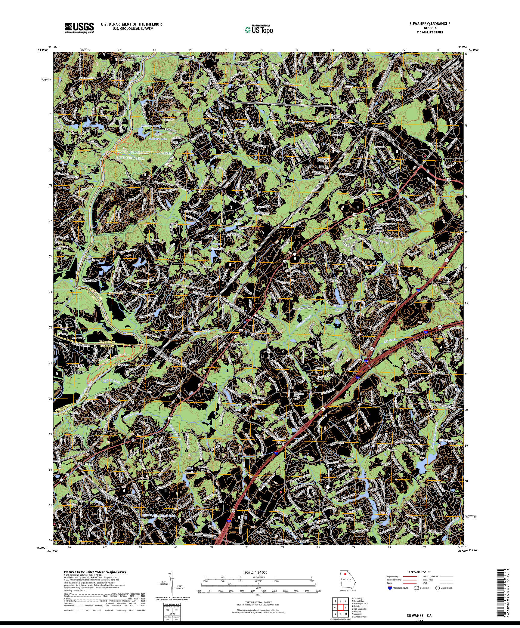 US TOPO 7.5-MINUTE MAP FOR SUWANEE, GA