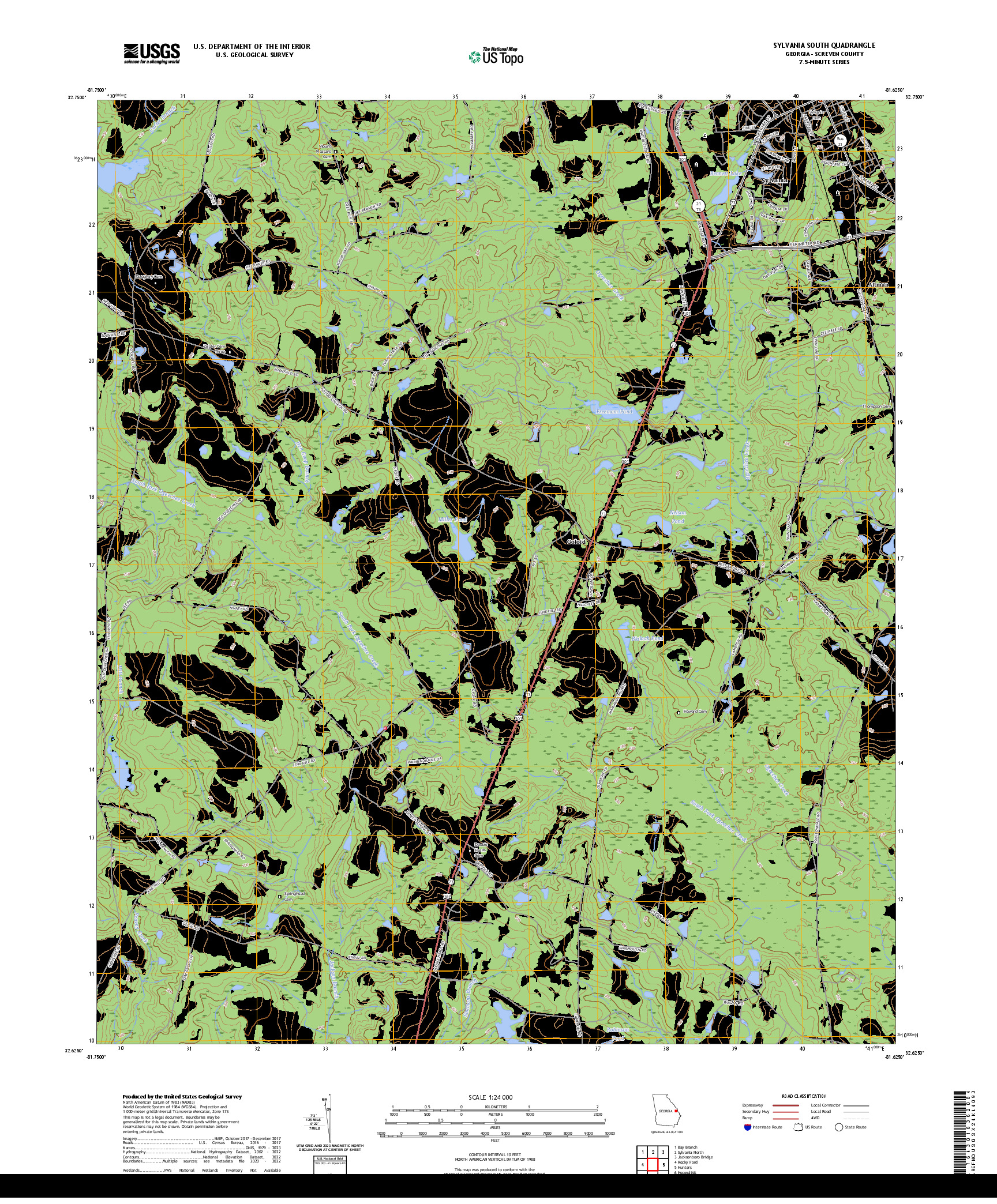 US TOPO 7.5-MINUTE MAP FOR SYLVANIA SOUTH, GA