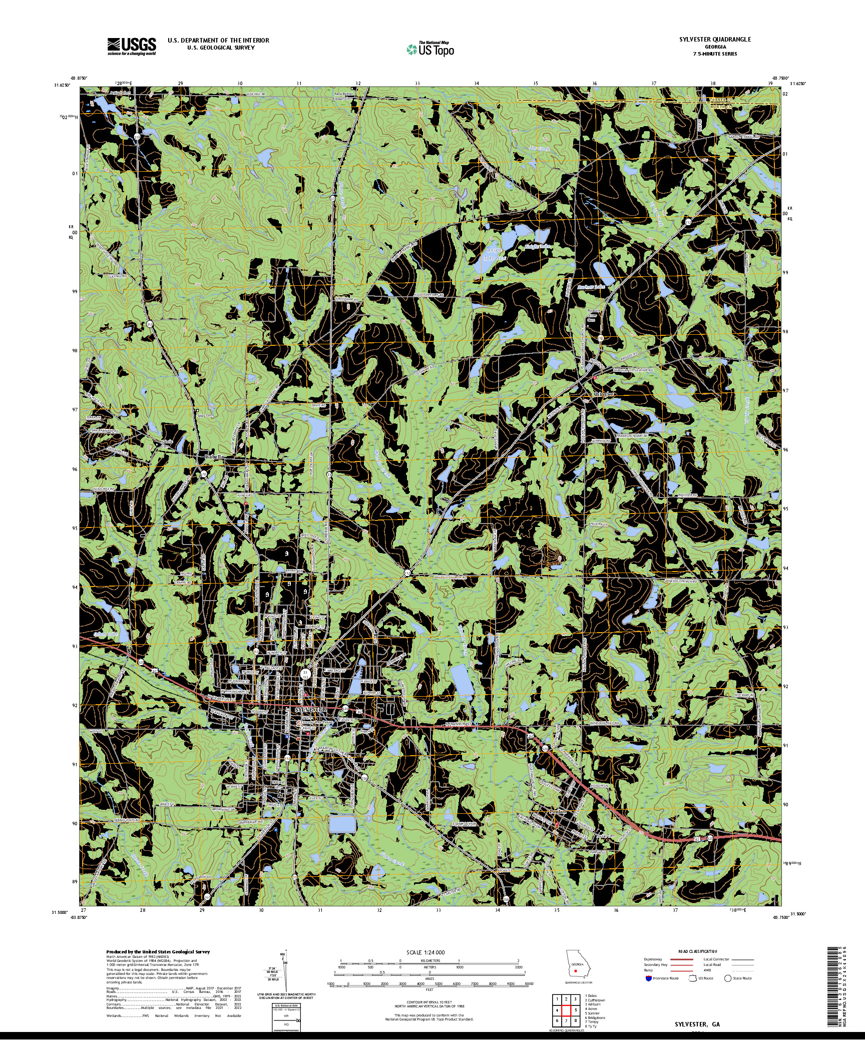 US TOPO 7.5-MINUTE MAP FOR SYLVESTER, GA