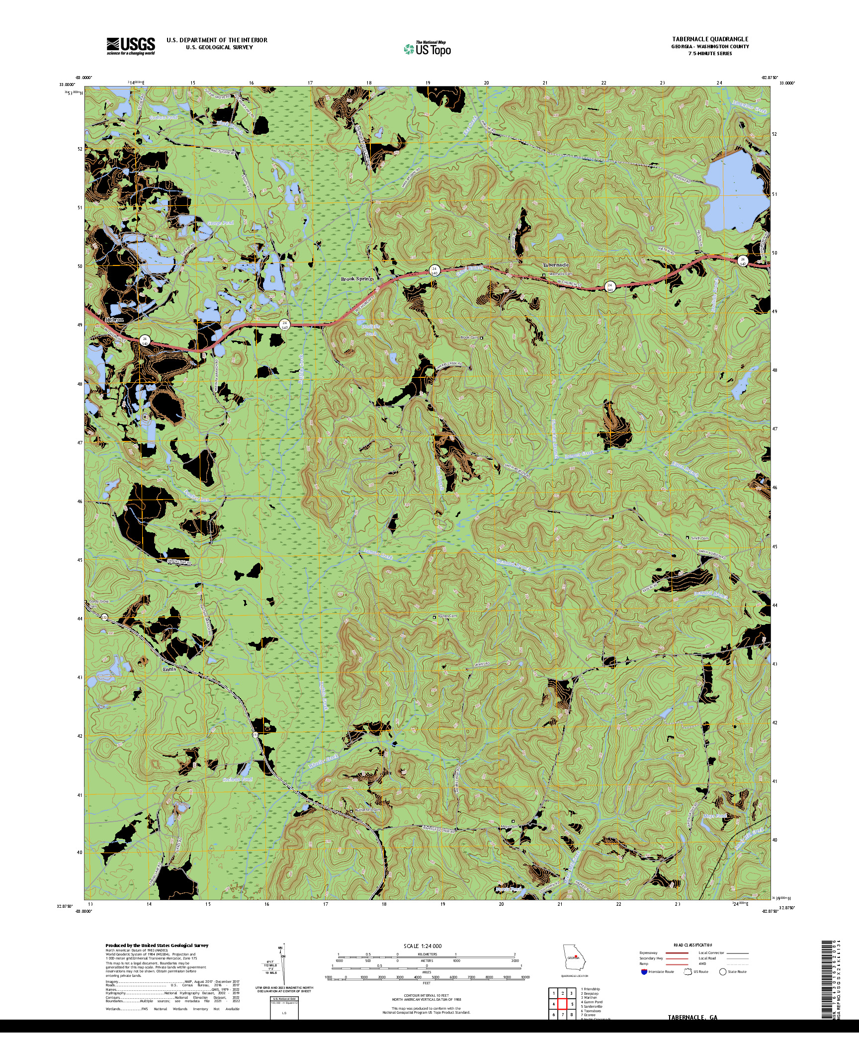 US TOPO 7.5-MINUTE MAP FOR TABERNACLE, GA