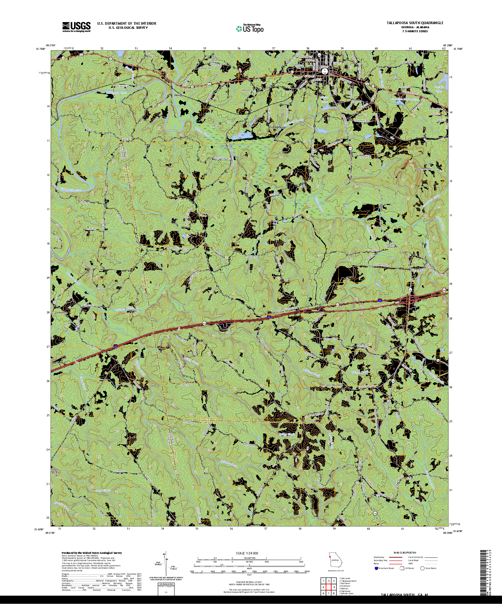 US TOPO 7.5-MINUTE MAP FOR TALLAPOOSA SOUTH, GA,AL