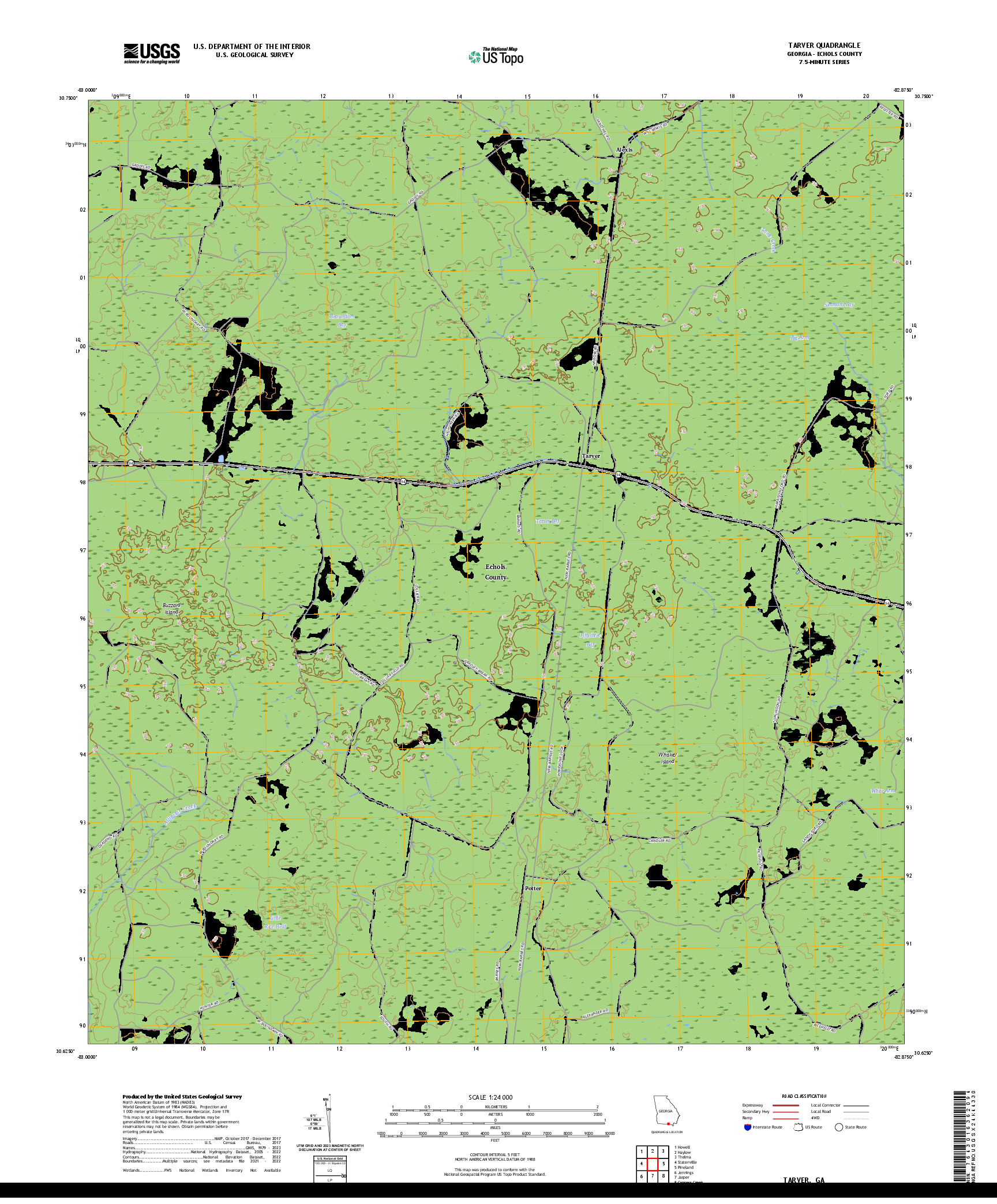 US TOPO 7.5-MINUTE MAP FOR TARVER, GA