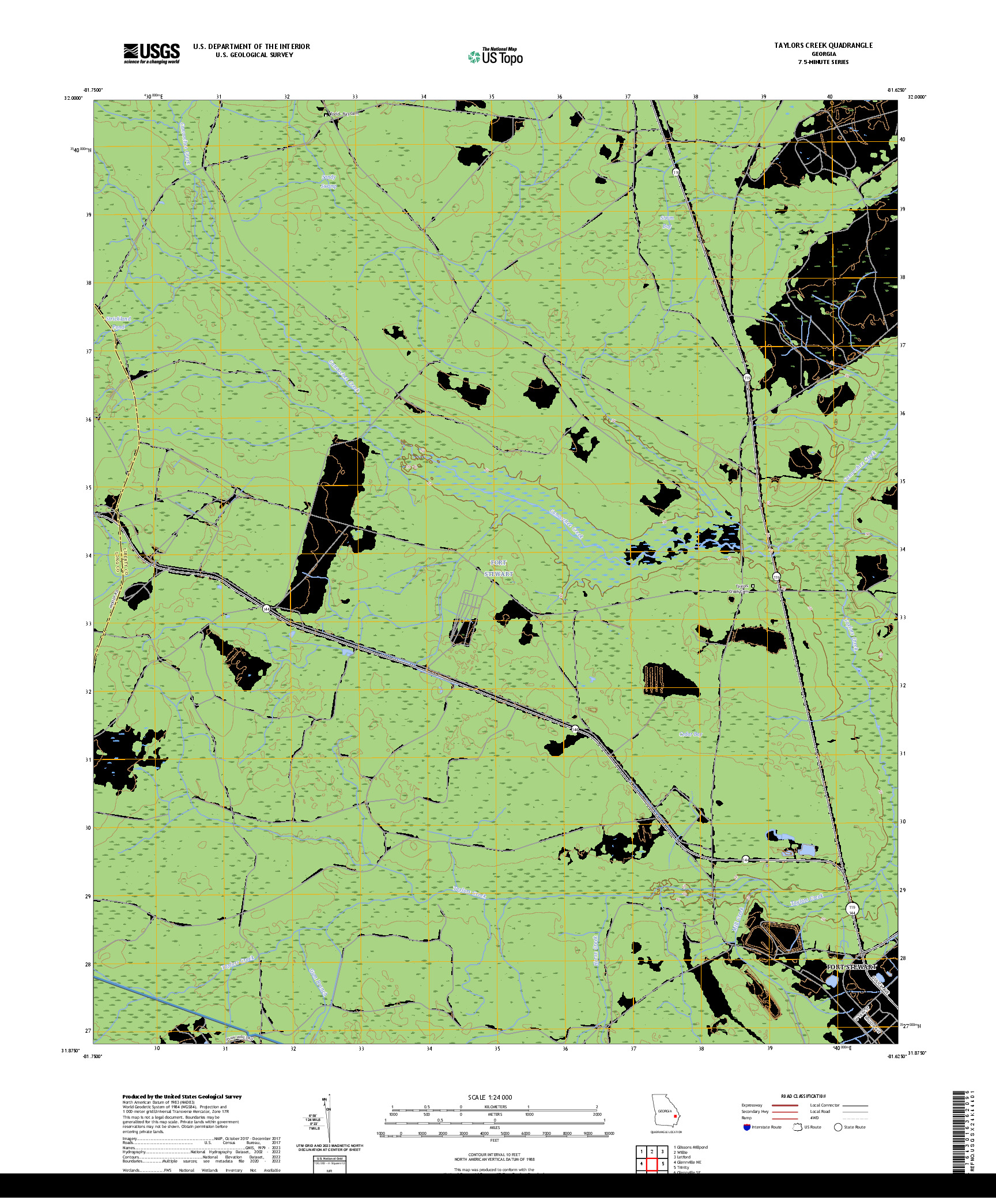 US TOPO 7.5-MINUTE MAP FOR TAYLORS CREEK, GA