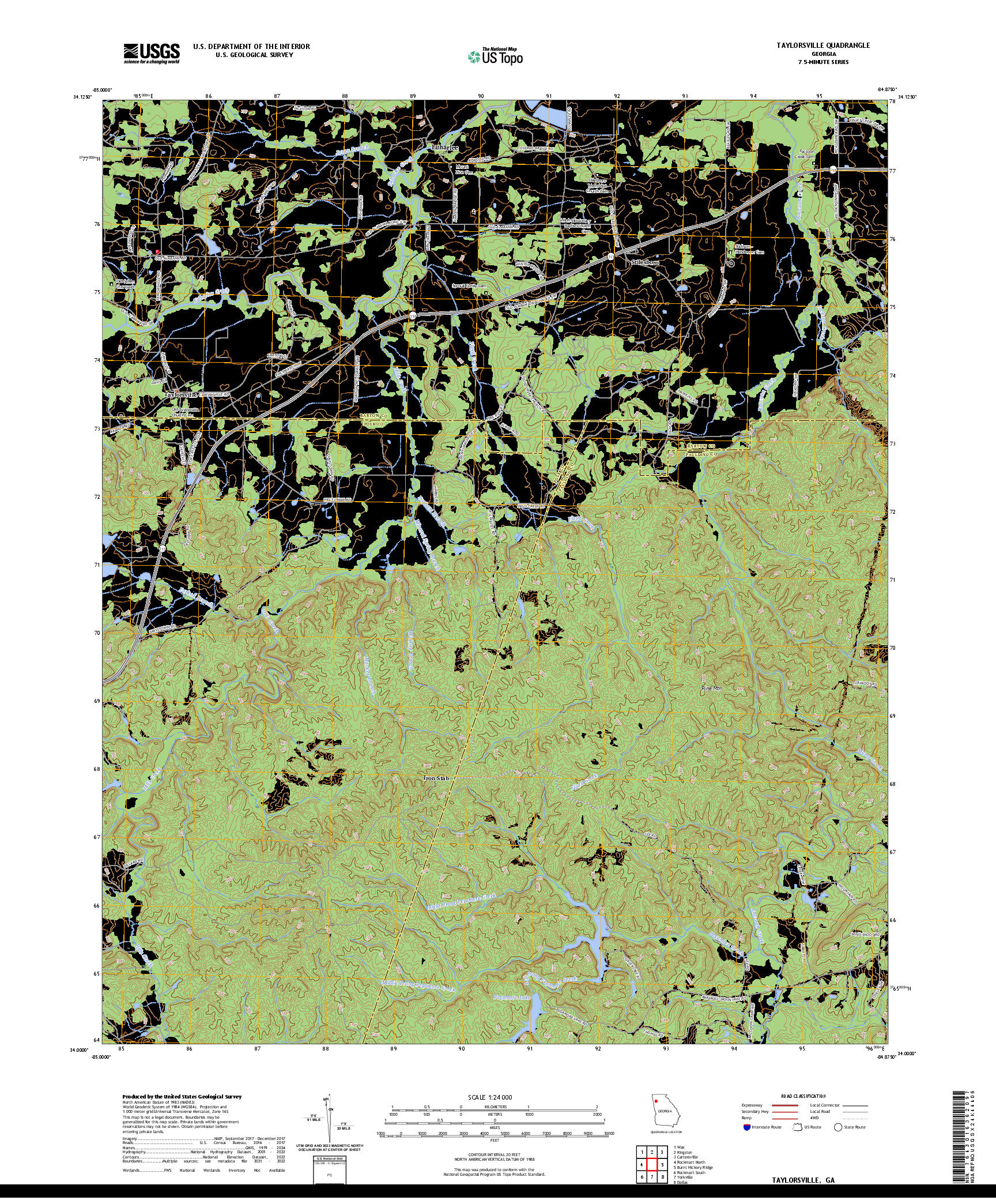 US TOPO 7.5-MINUTE MAP FOR TAYLORSVILLE, GA