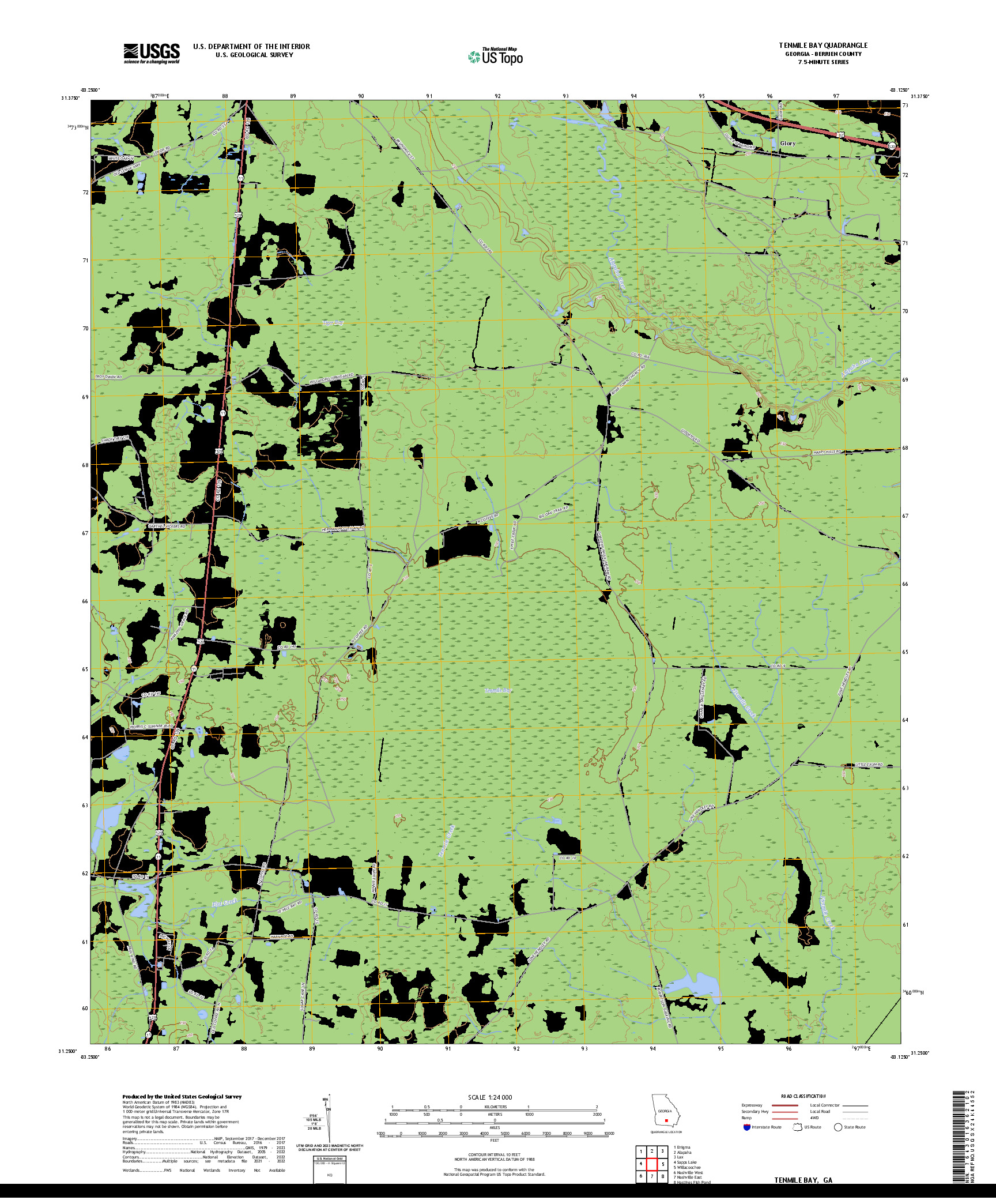 US TOPO 7.5-MINUTE MAP FOR TENMILE BAY, GA