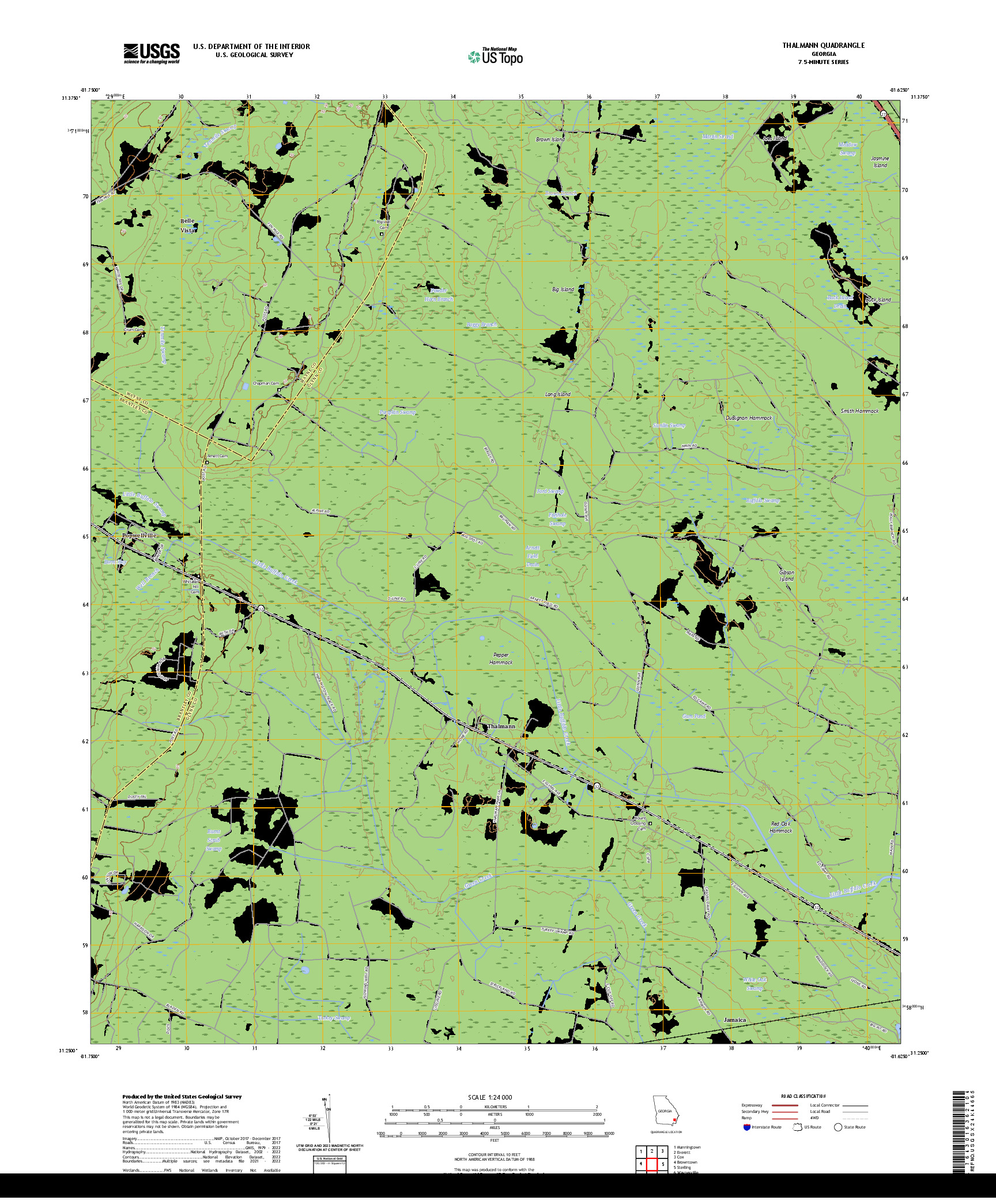 US TOPO 7.5-MINUTE MAP FOR THALMANN, GA