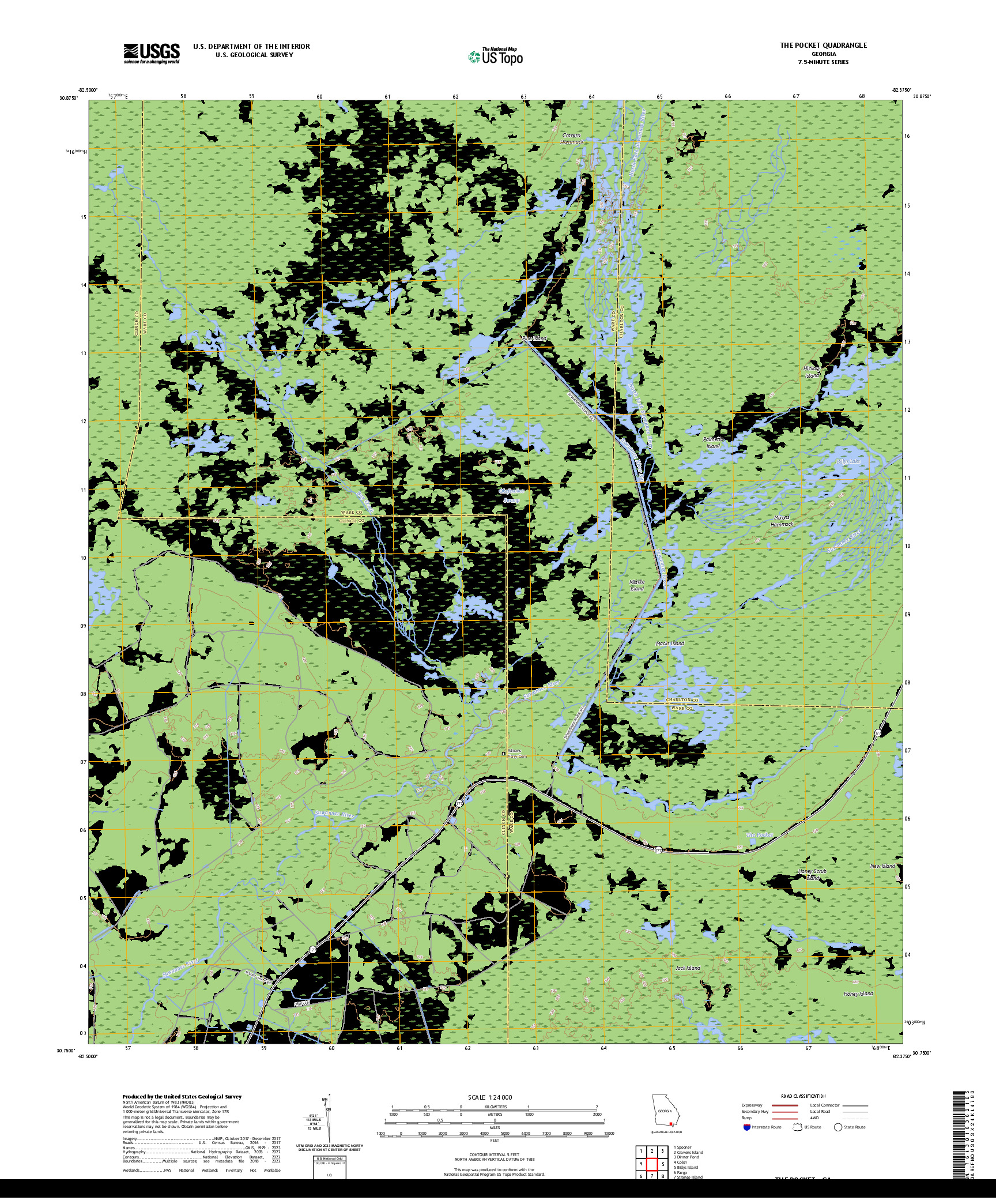 US TOPO 7.5-MINUTE MAP FOR THE POCKET, GA