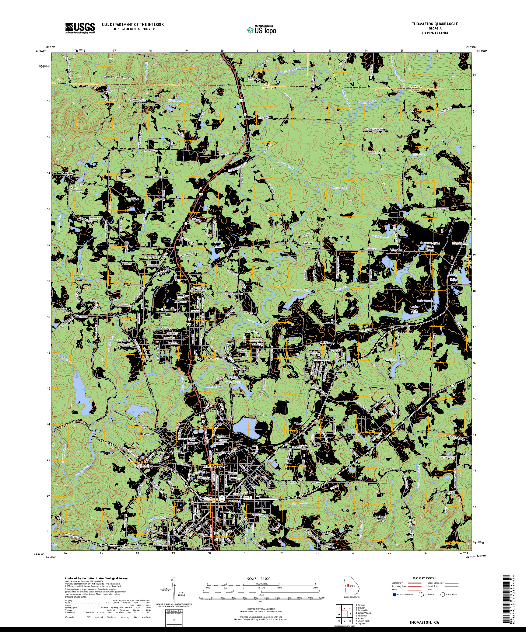 US TOPO 7.5-MINUTE MAP FOR THOMASTON, GA