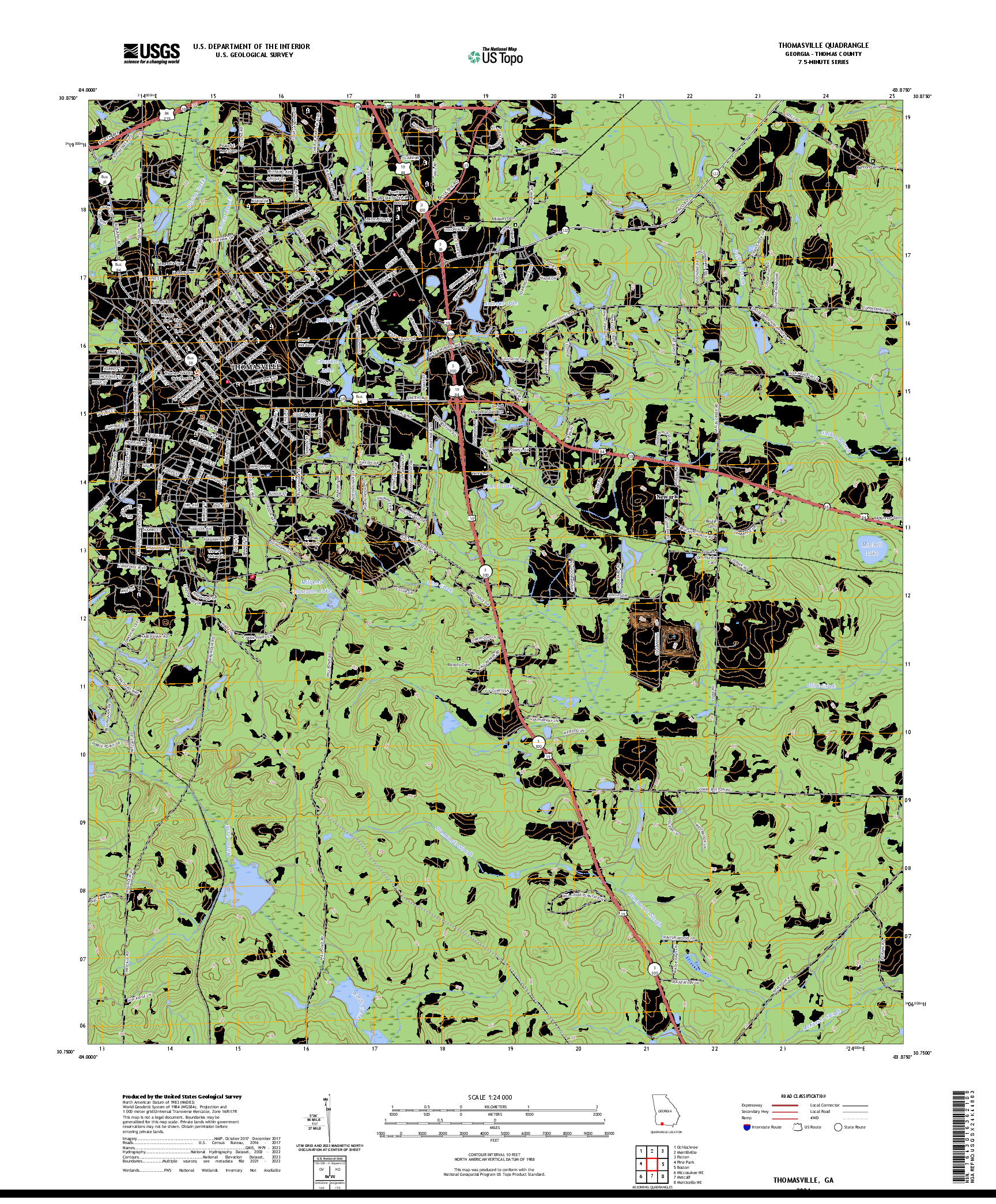 US TOPO 7.5-MINUTE MAP FOR THOMASVILLE, GA