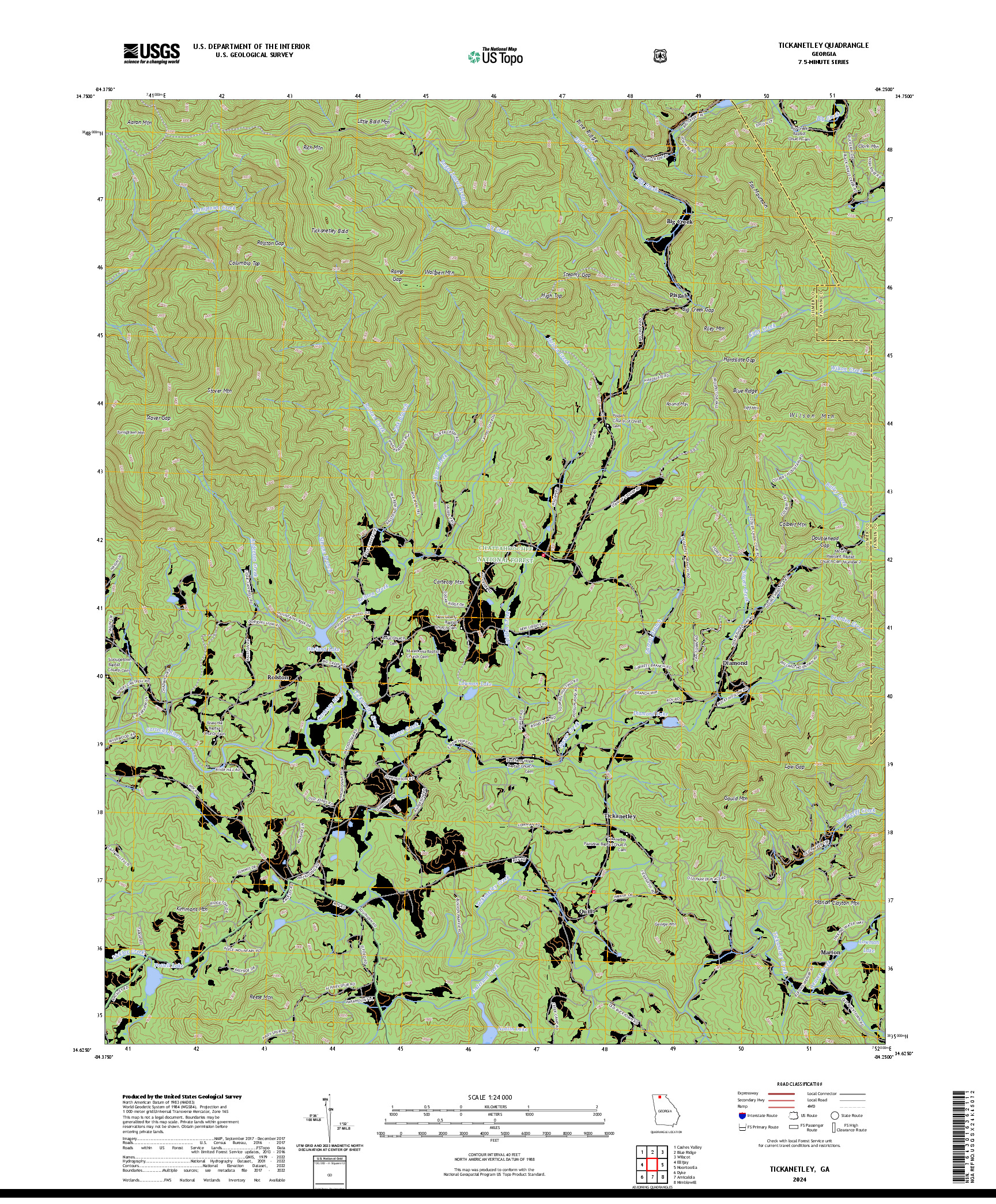 US TOPO 7.5-MINUTE MAP FOR TICKANETLEY, GA