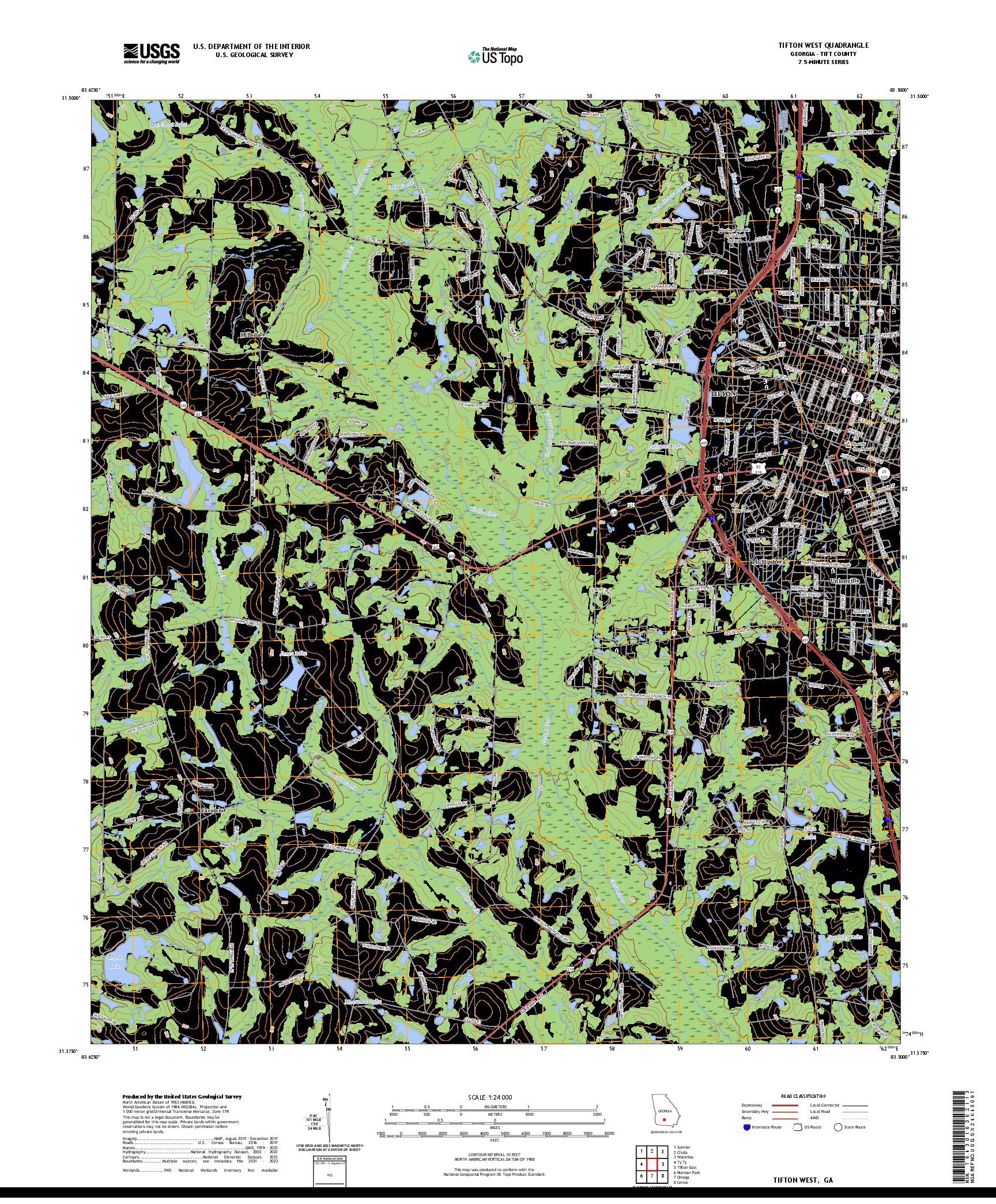 US TOPO 7.5-MINUTE MAP FOR TIFTON WEST, GA