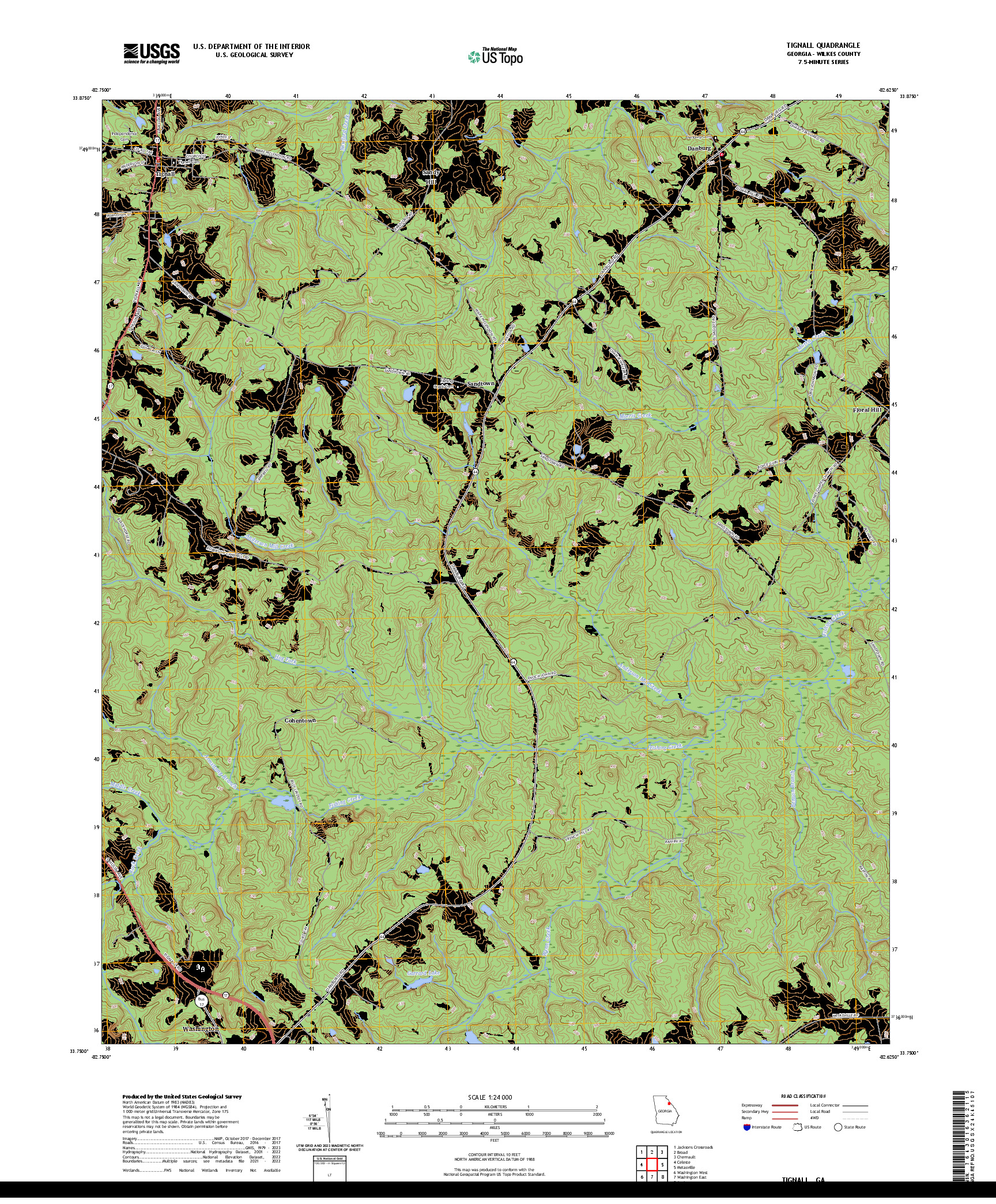 US TOPO 7.5-MINUTE MAP FOR TIGNALL, GA
