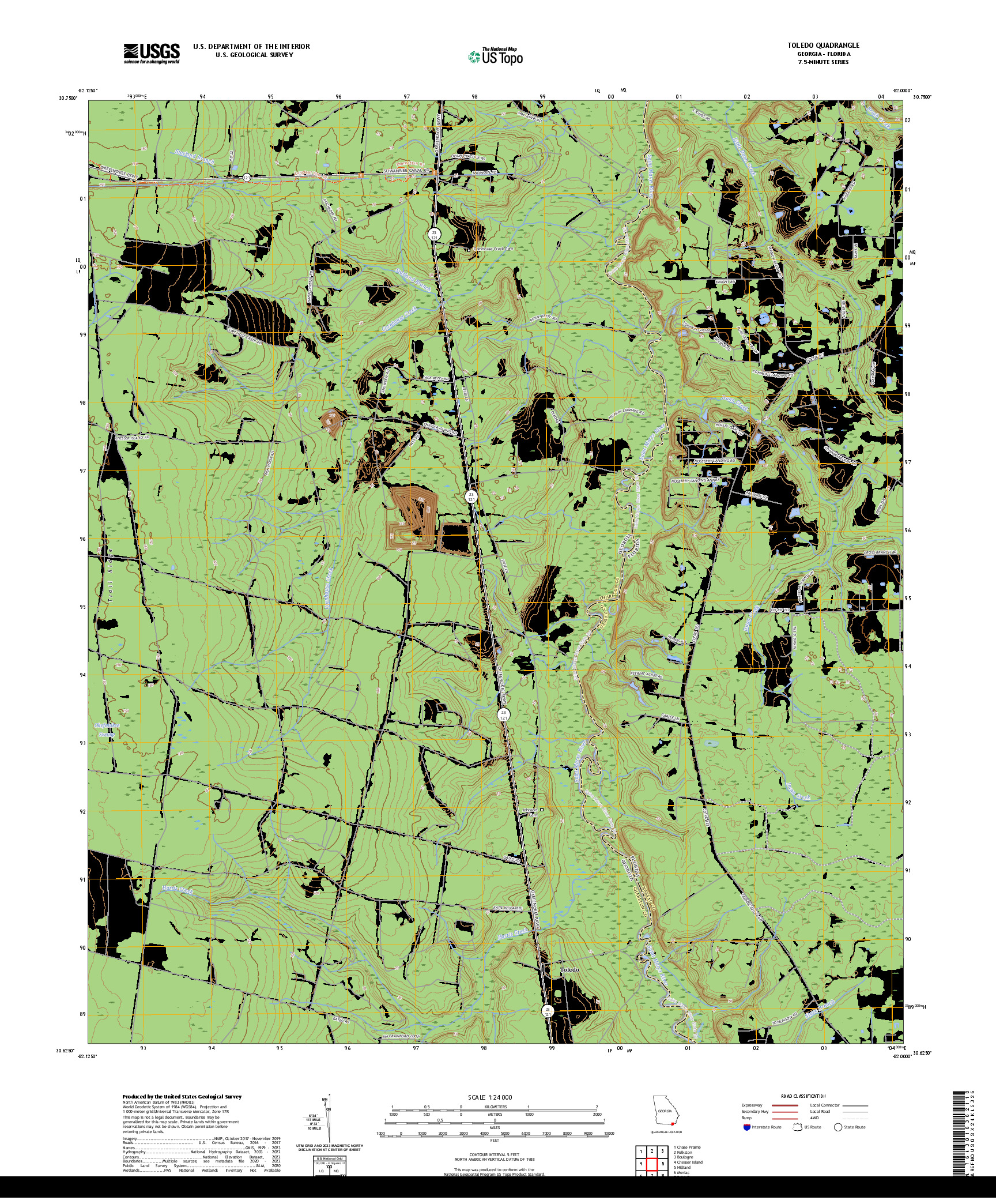 US TOPO 7.5-MINUTE MAP FOR TOLEDO, GA,FL